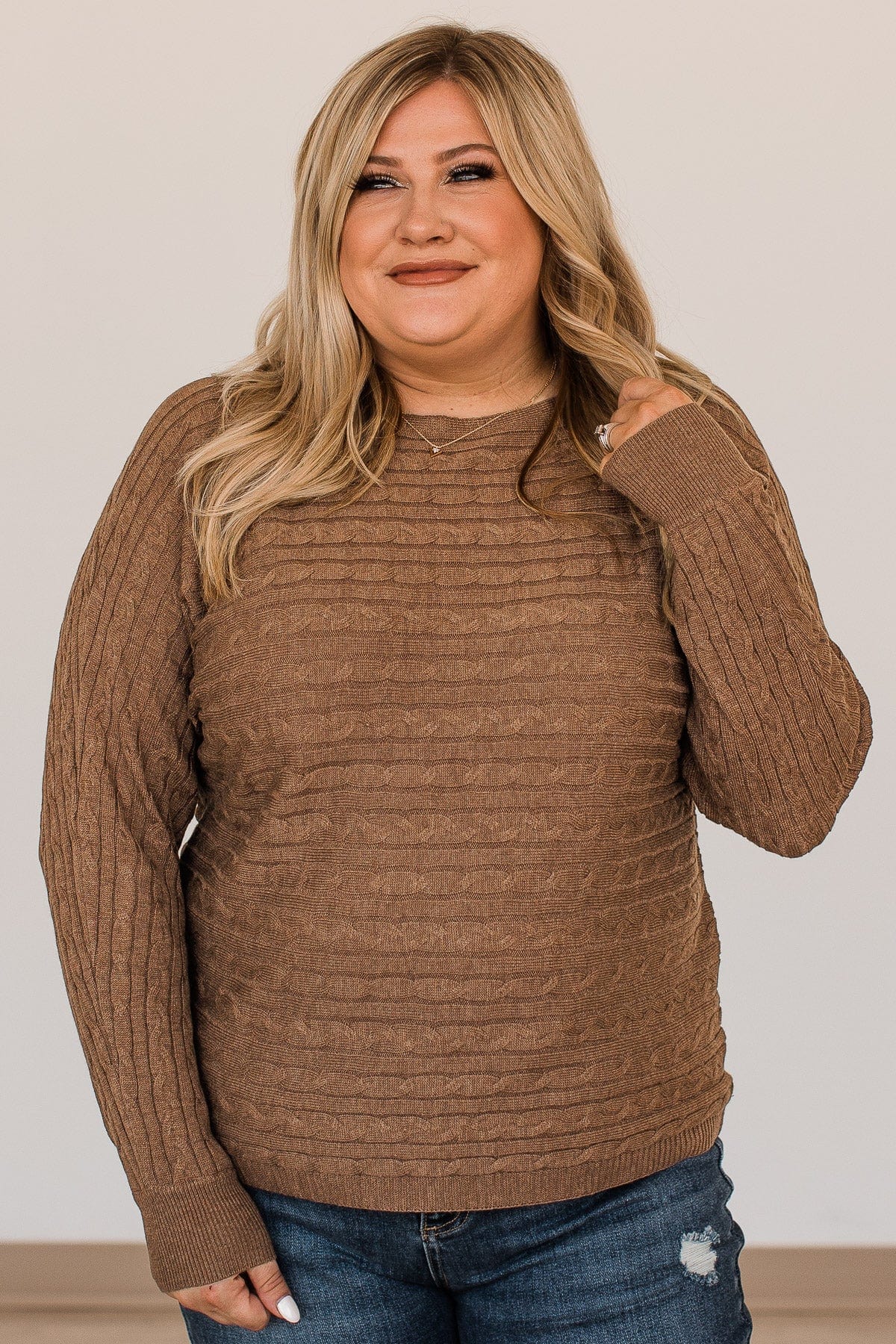 Strive To Stand Out Knit Top- Mocha - Image 2
