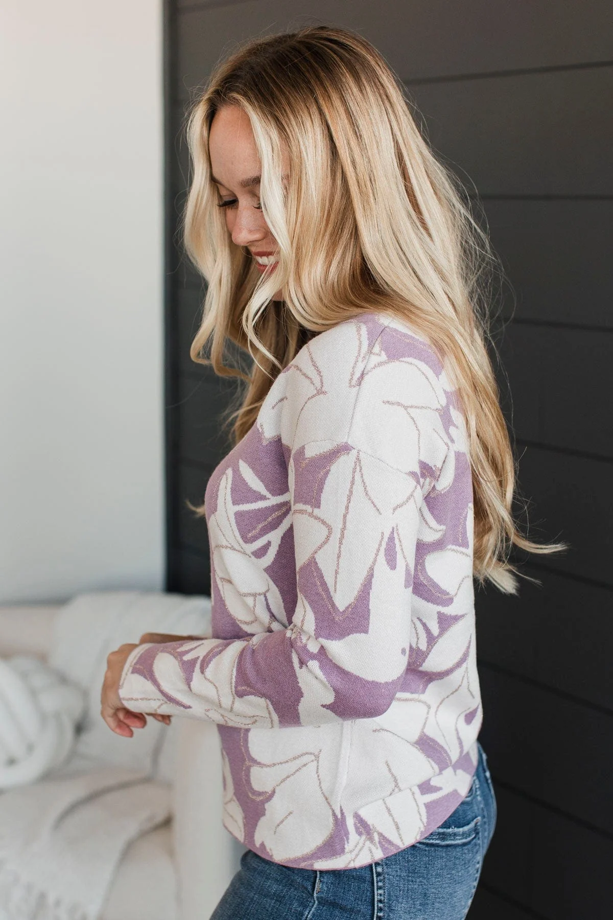 Striving For Excellence Floral Sweater- Lavender - Image 5