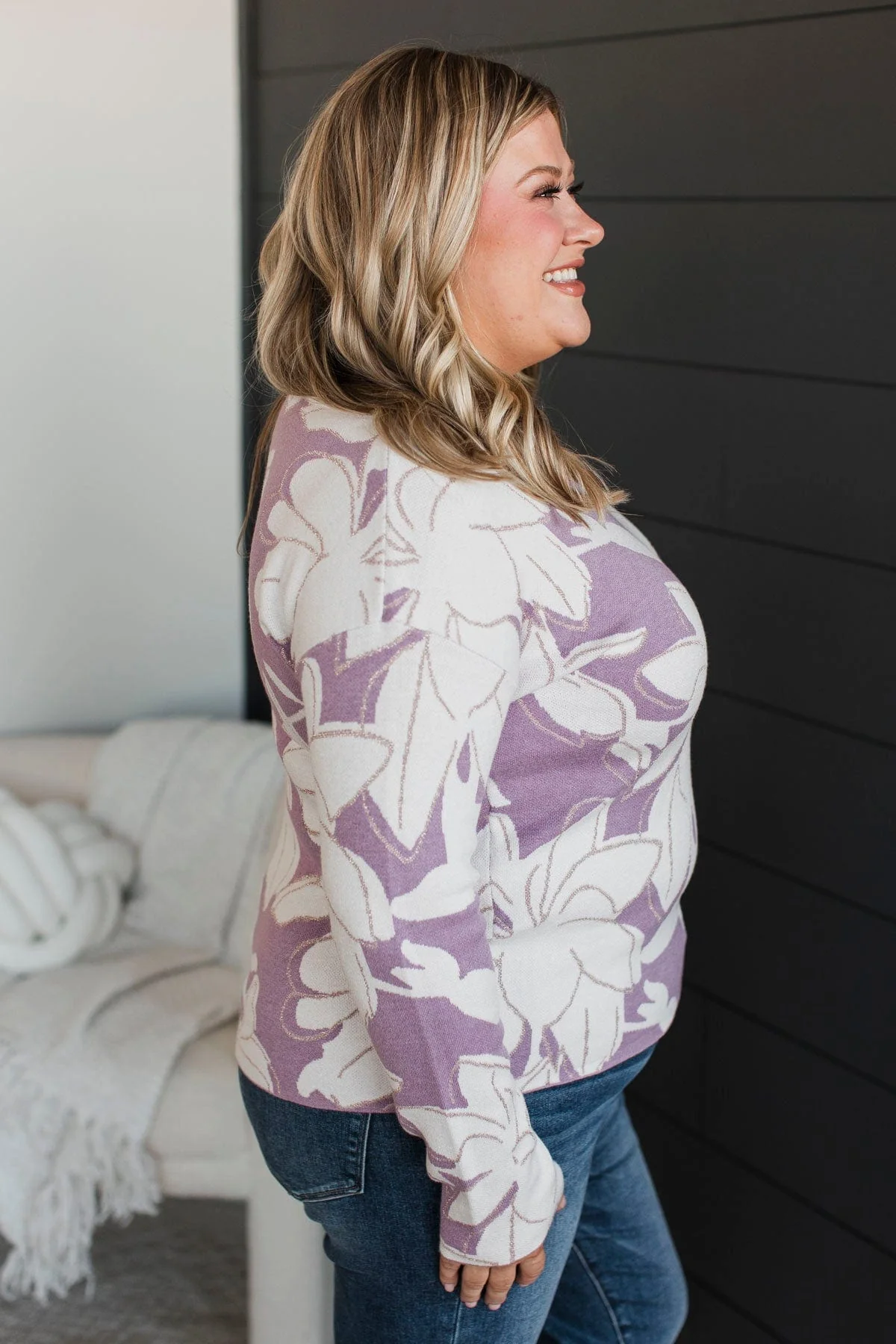 Striving For Excellence Floral Sweater- Lavender - Image 6