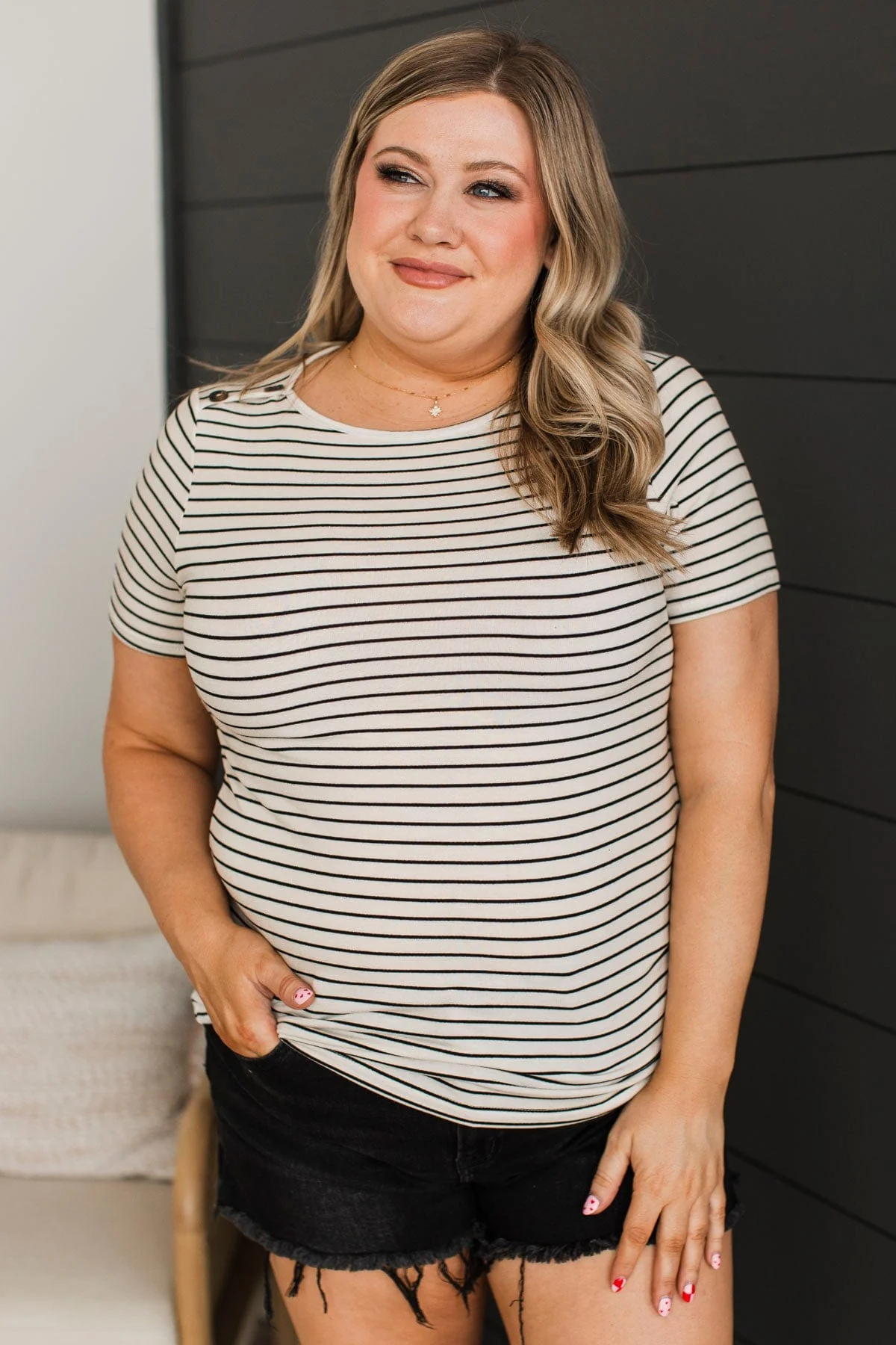 Strong Feelings Striped Top- Ivory & Black - Image 4