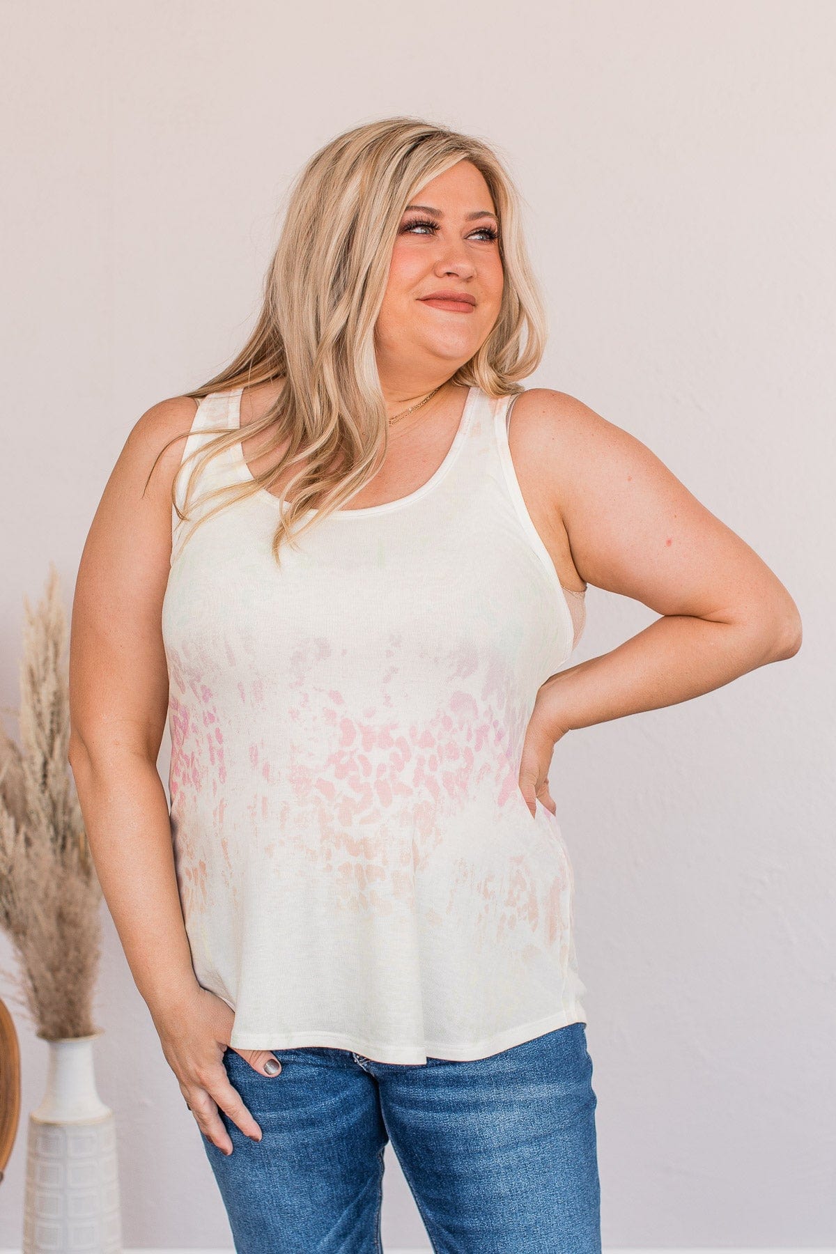 Because You Care Animal Print Tank- Ivory - Image 2