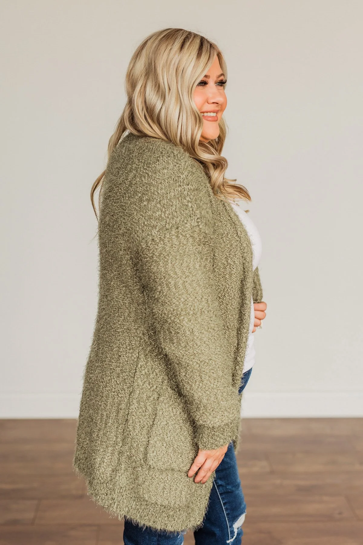 Strut Your Stuff Knit Cardigan- Olive - Image 10