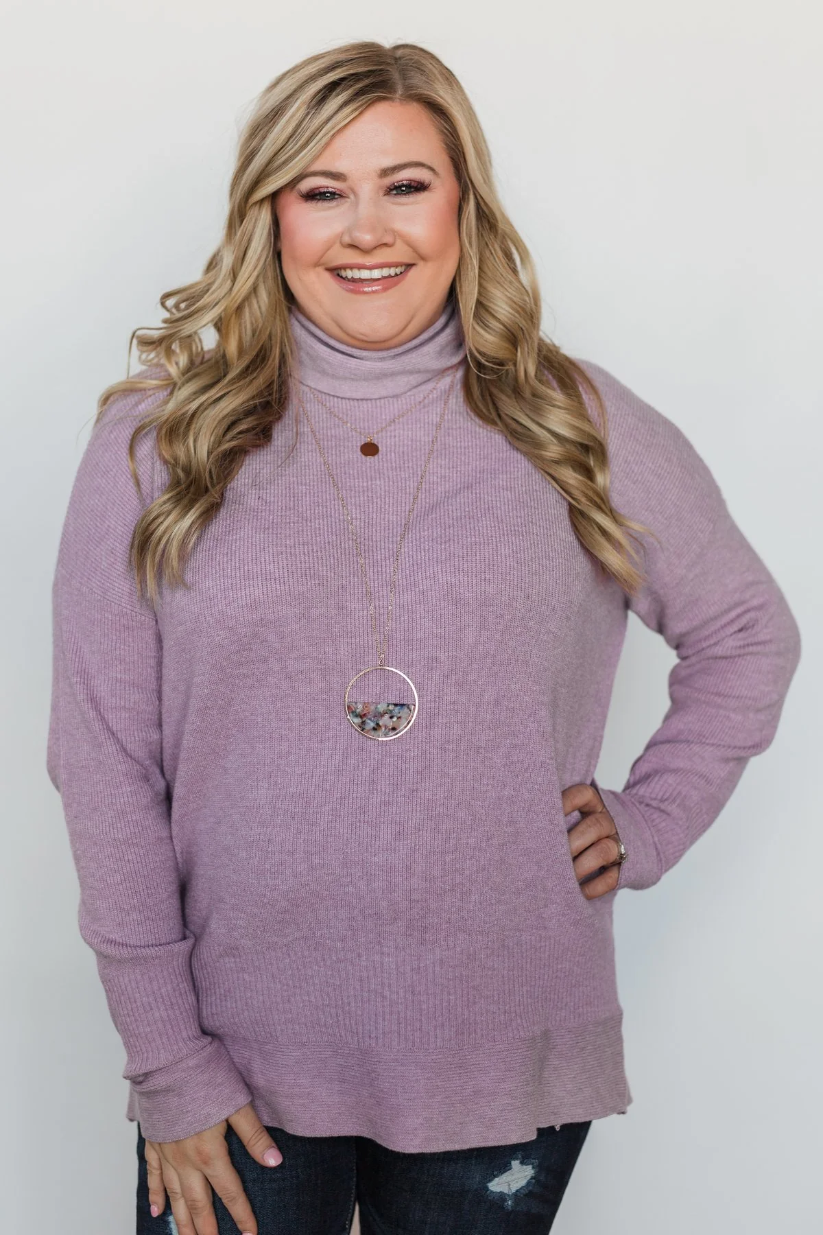 Stuck in a Daydream Turtle Neck Sweater - Lavender - Image 9