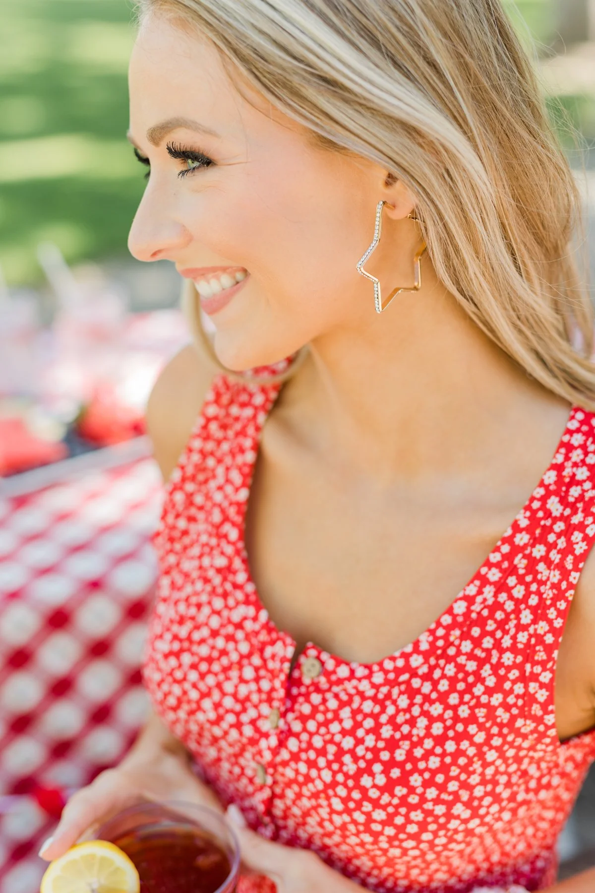 Studded Star Hoop Earrings- Gold - Image 3