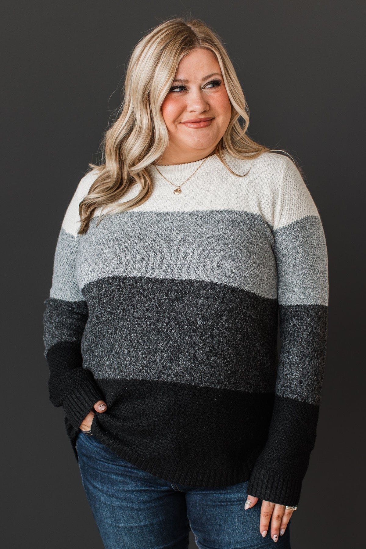 Stunning Sights Knit Sweater- Grey & Black - Image 4