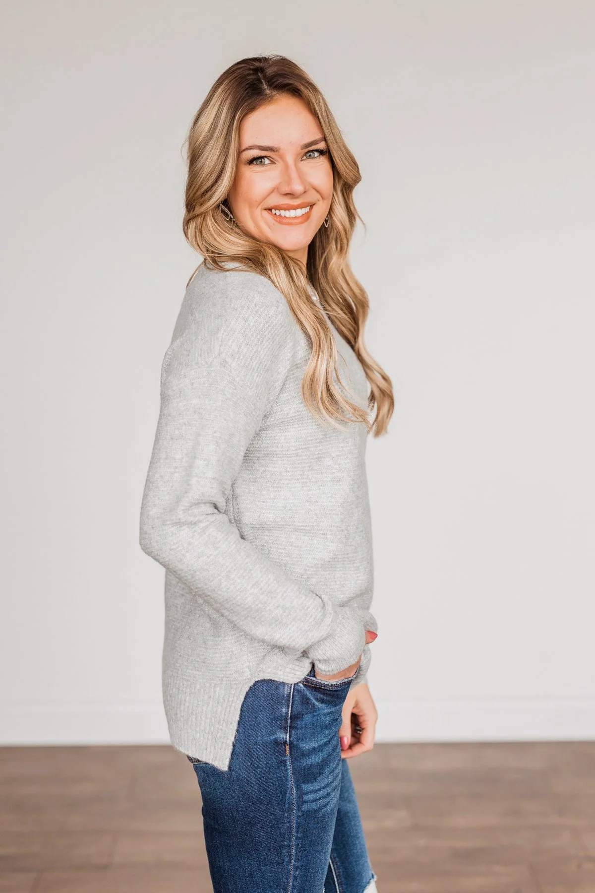 Stunningly Beautiful Knit Sweater- Grey - Image 10