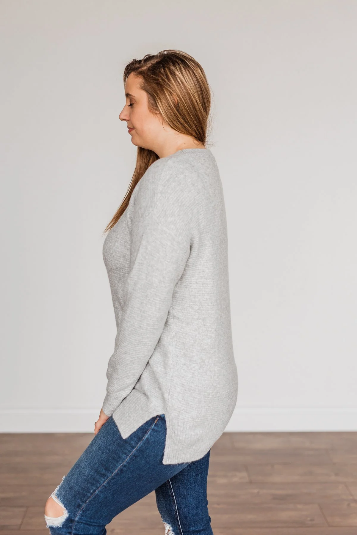 Stunningly Beautiful Knit Sweater- Grey - Image 11