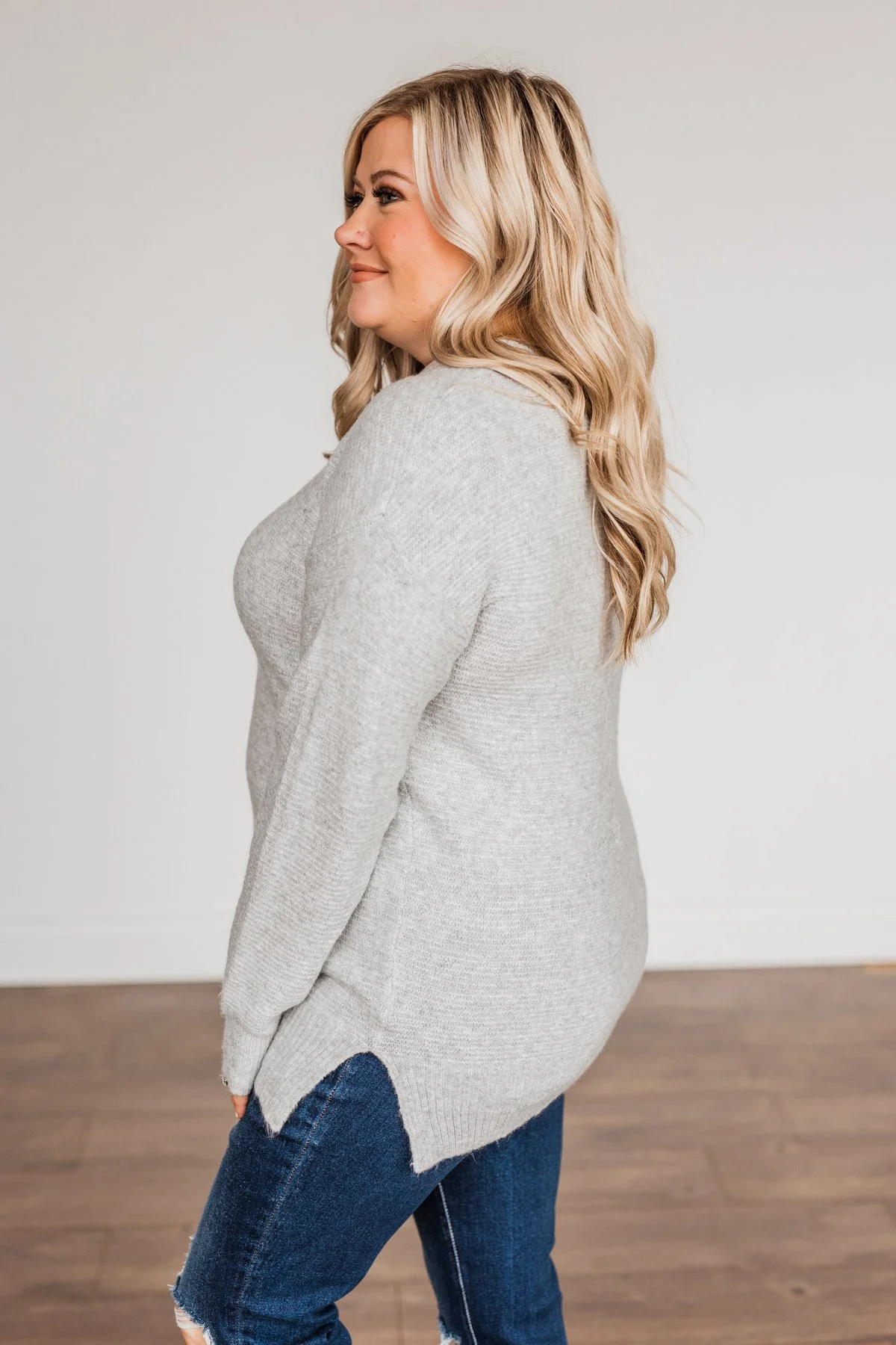 Stunningly Beautiful Knit Sweater- Grey - Image 12
