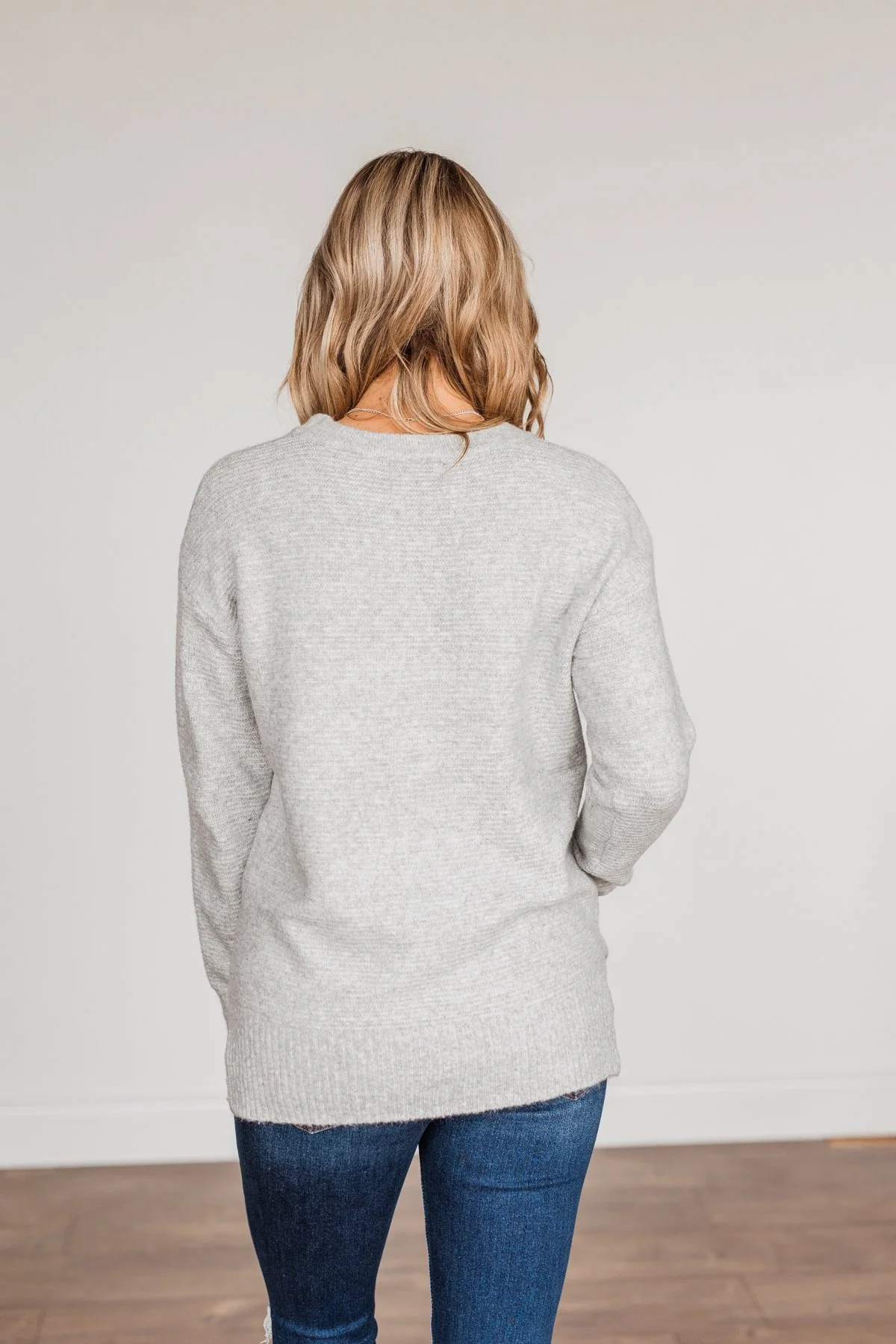 Stunningly Beautiful Knit Sweater- Grey - Image 13