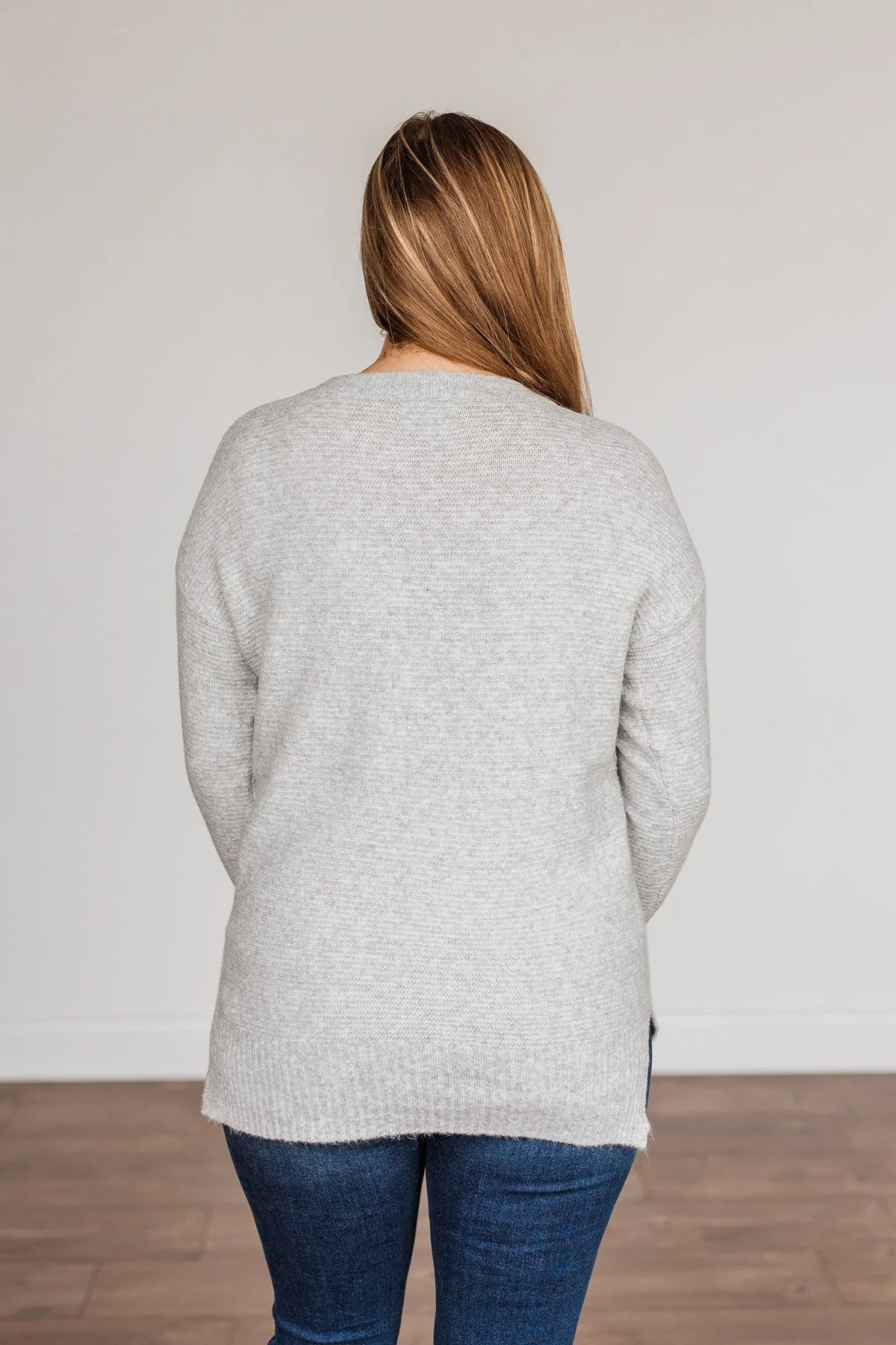 Stunningly Beautiful Knit Sweater- Grey - Image 14