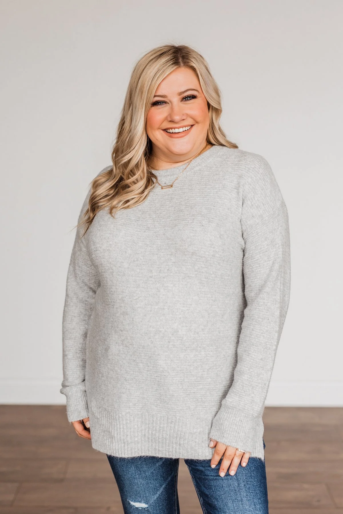 Stunningly Beautiful Knit Sweater- Grey - Image 2