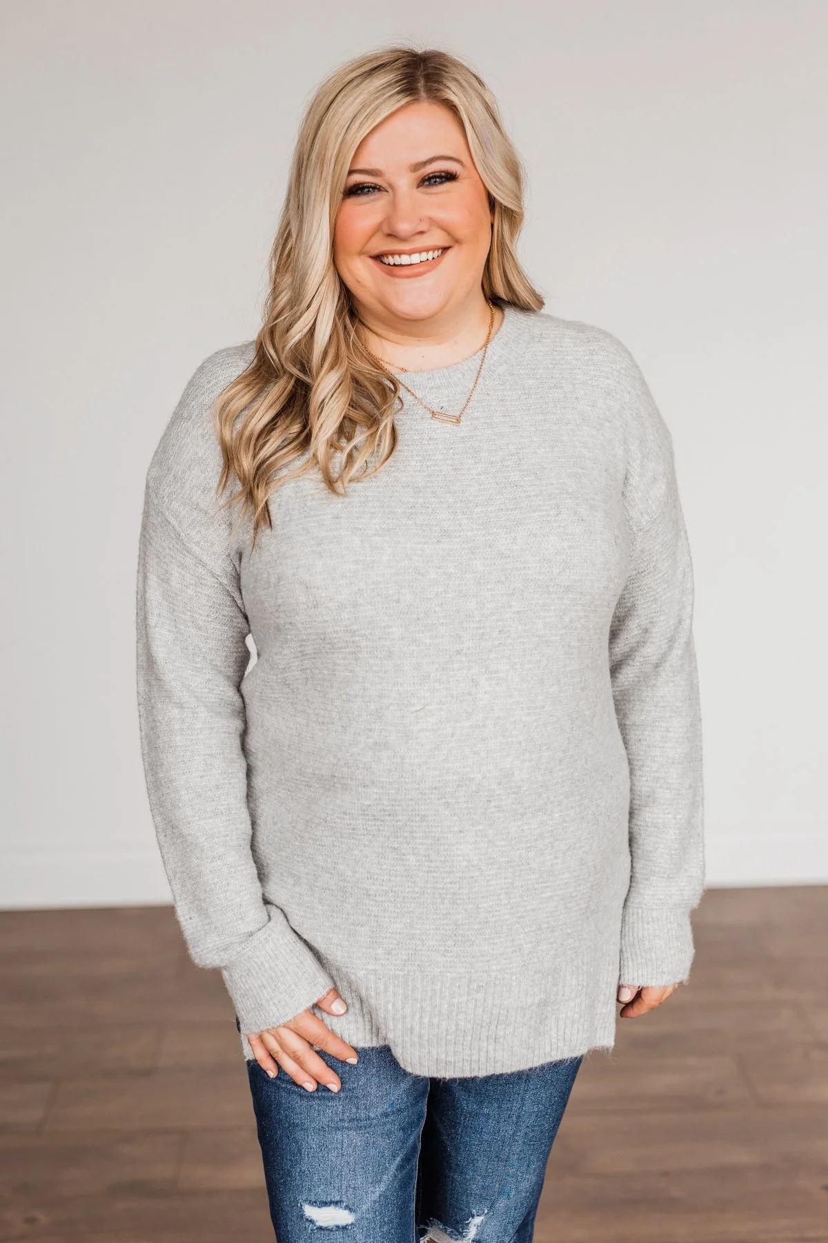 Stunningly Beautiful Knit Sweater- Grey - Image 5