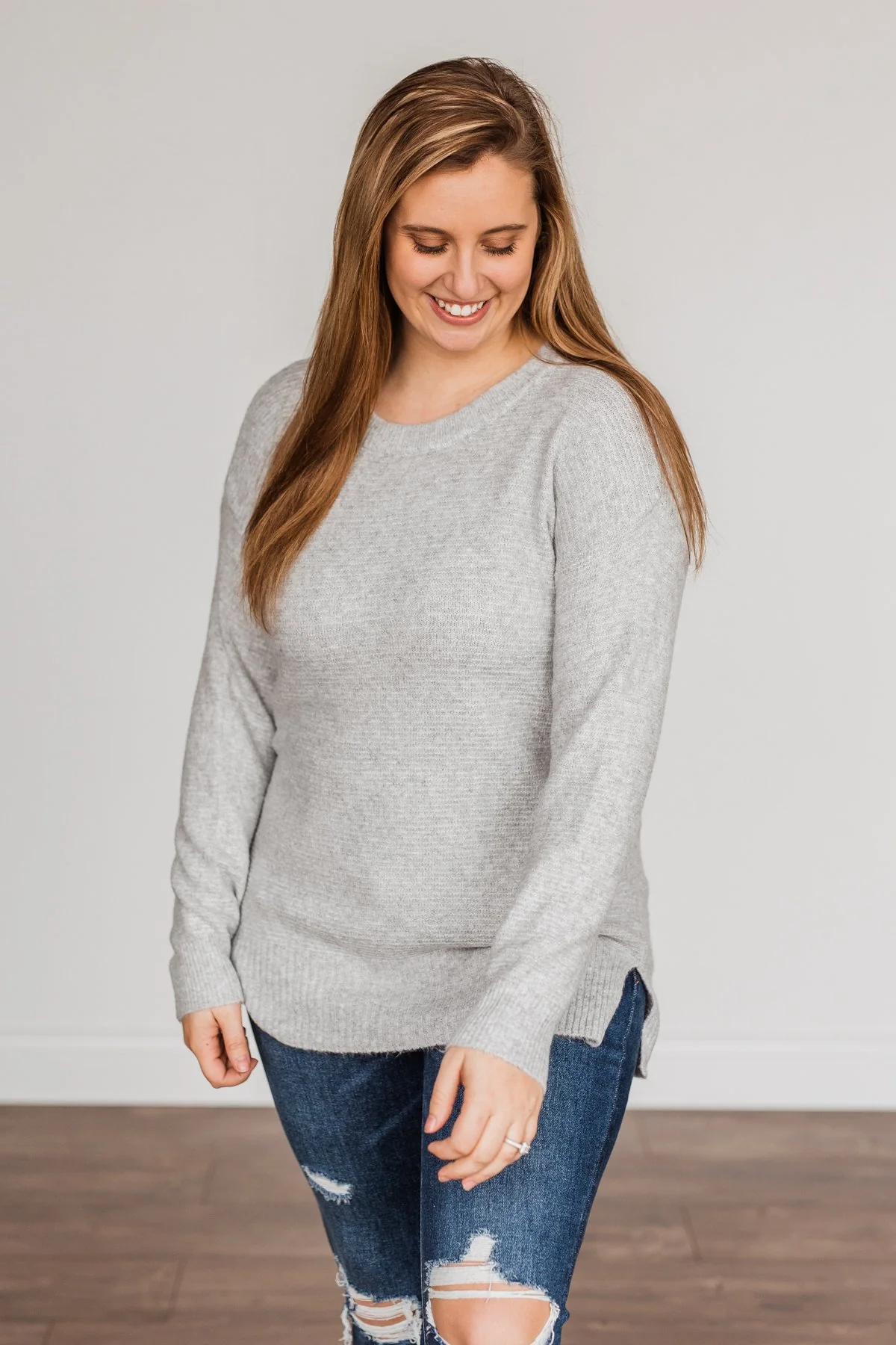 Stunningly Beautiful Knit Sweater- Grey - Image 6