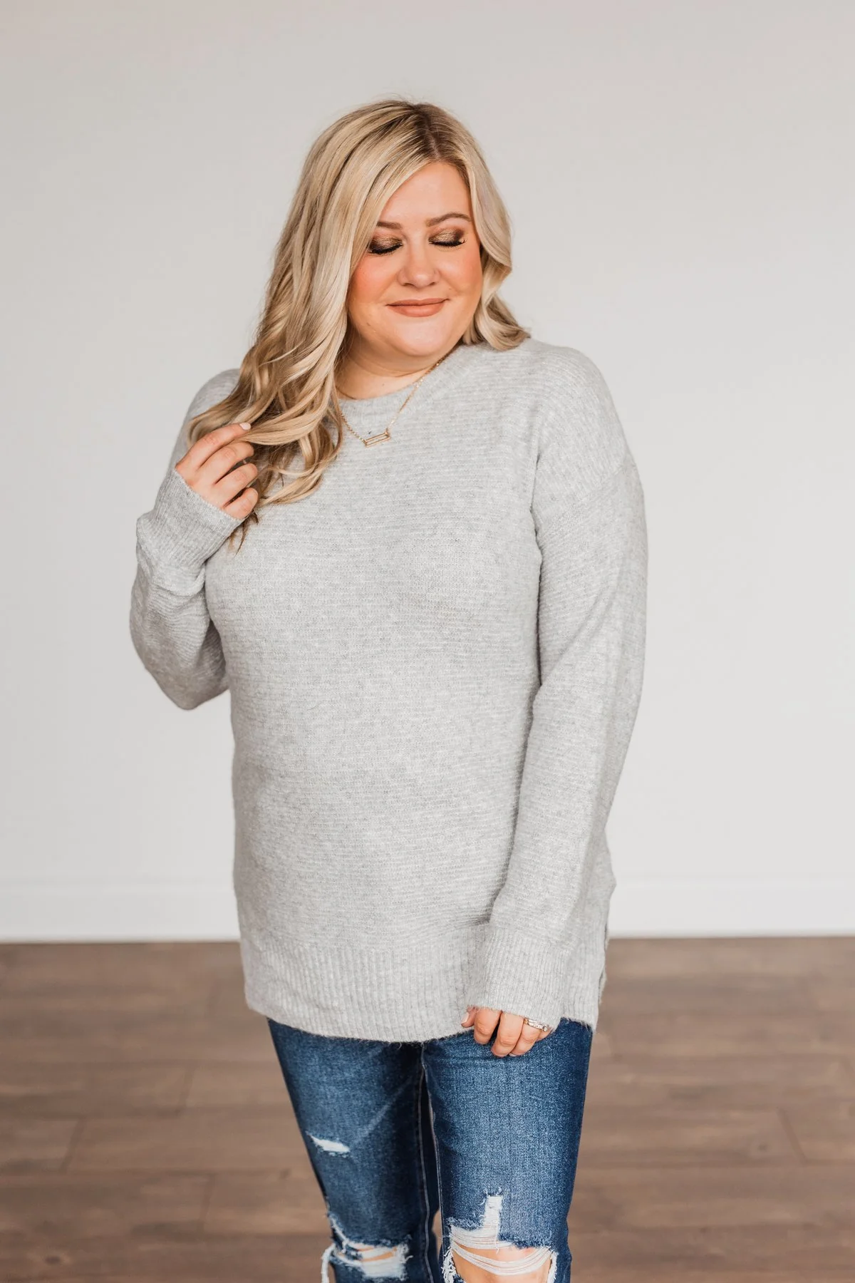 Stunningly Beautiful Knit Sweater- Grey - Image 8