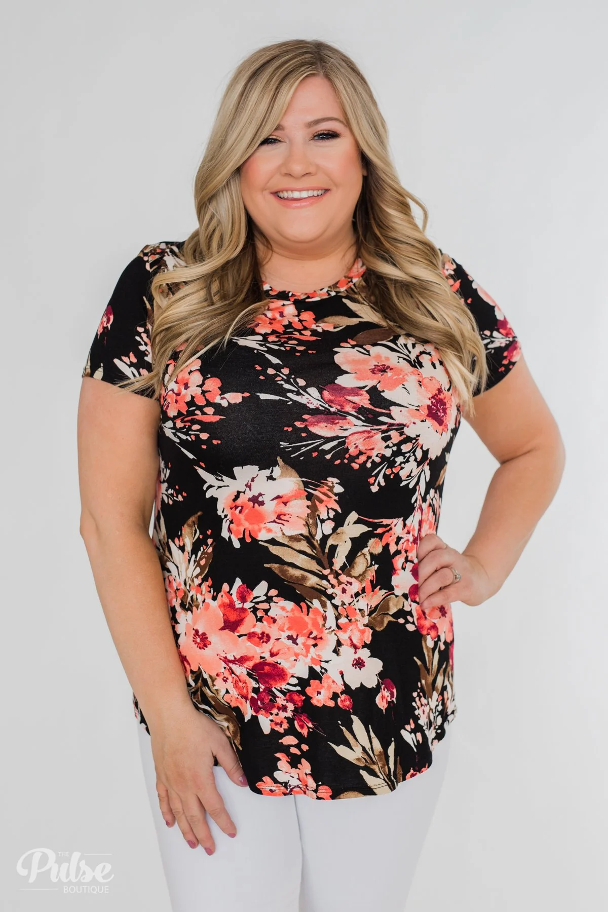 Sucker for Floral Short Sleeve Top- Black