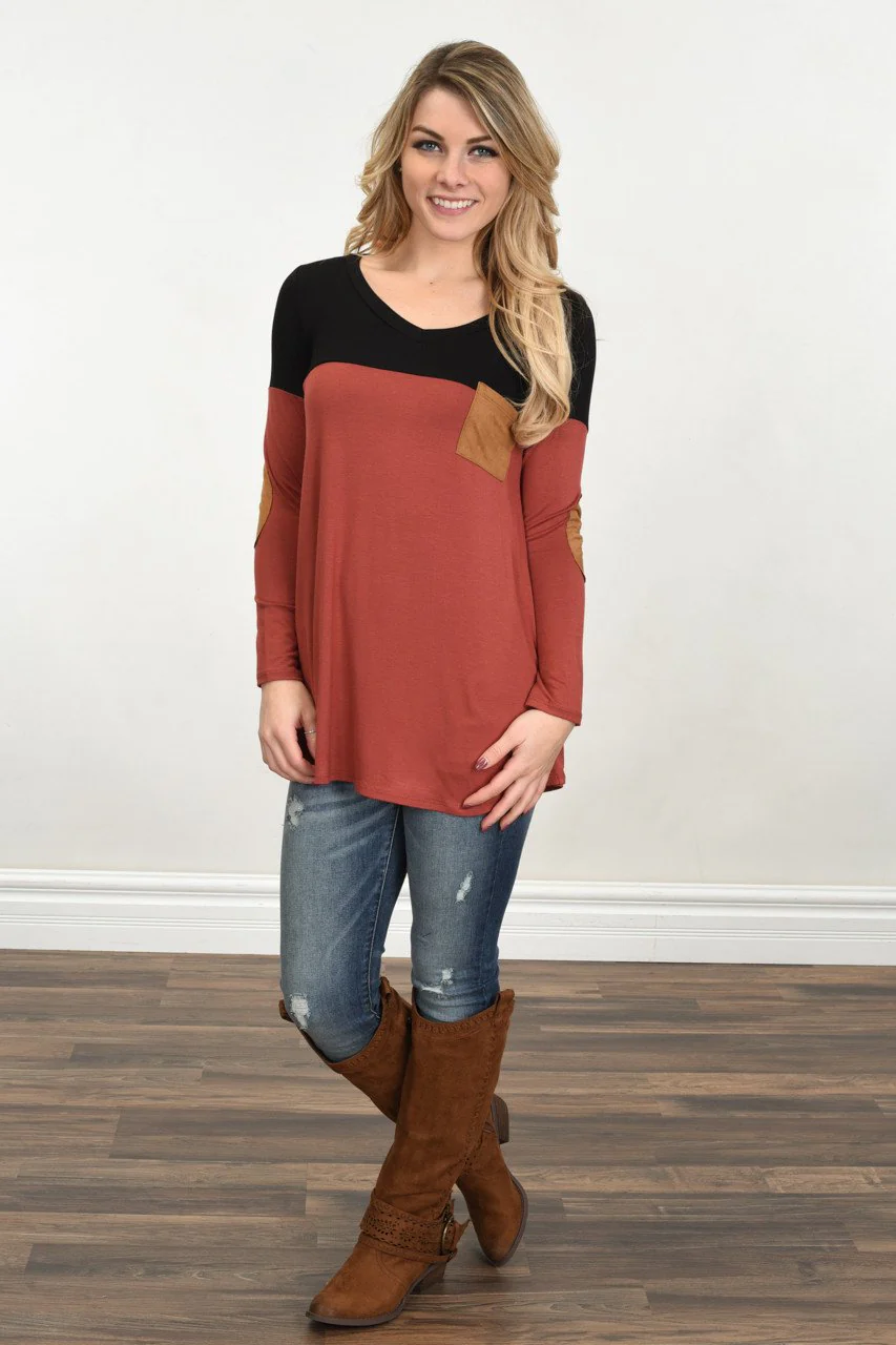 Suede Pocket Top ~ Rust
