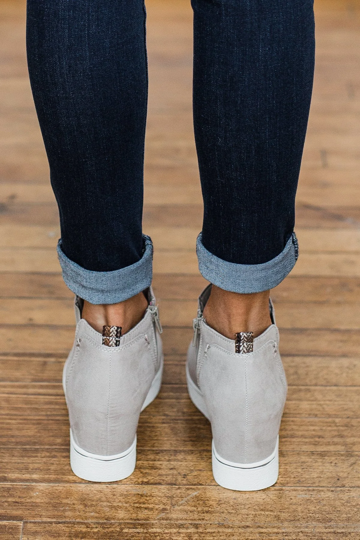 Sugar Glossy Wedges- Stone Suede - Image 4
