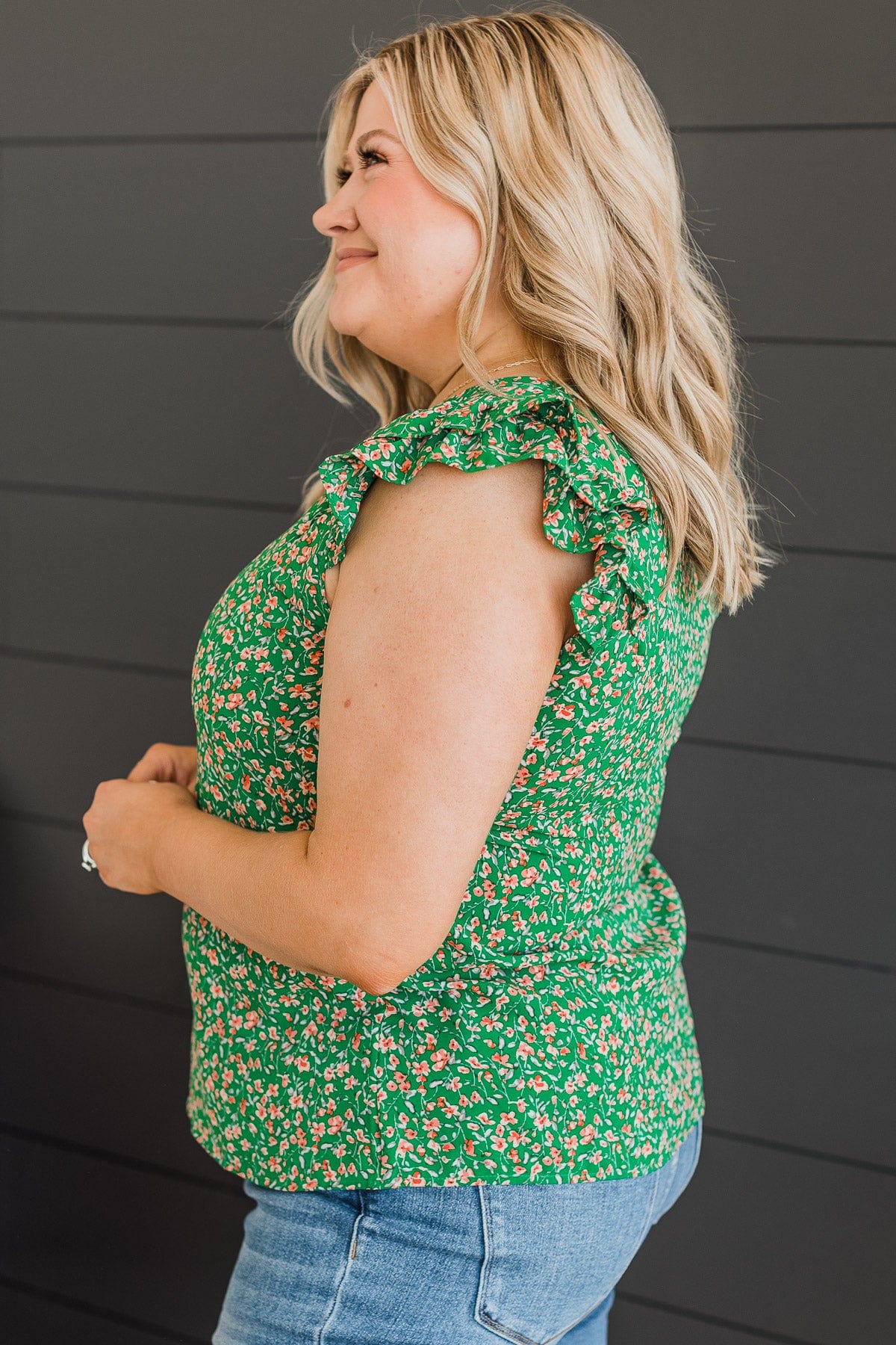 Summer Romance Floral Blouse- Green - Image 6