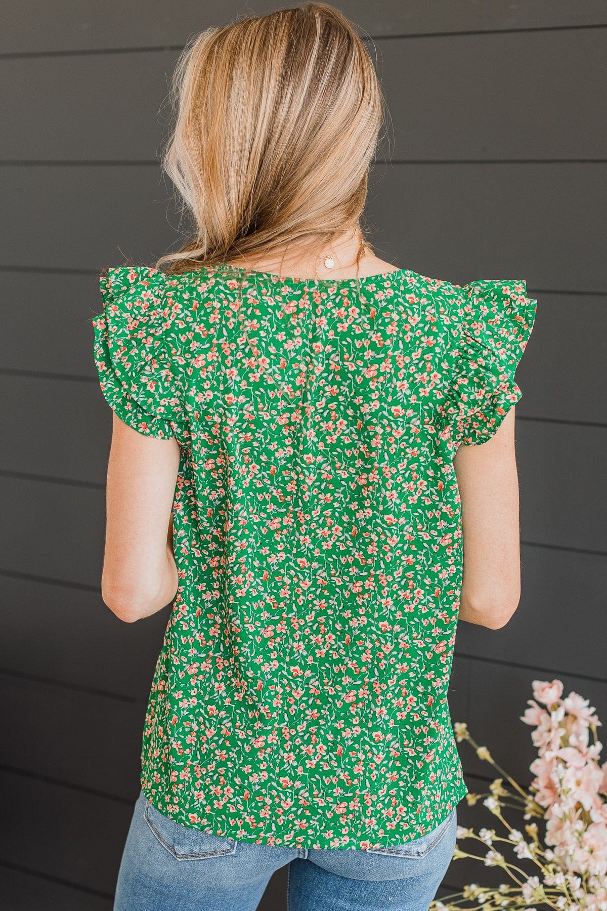 Summer Romance Floral Blouse- Green - Image 7