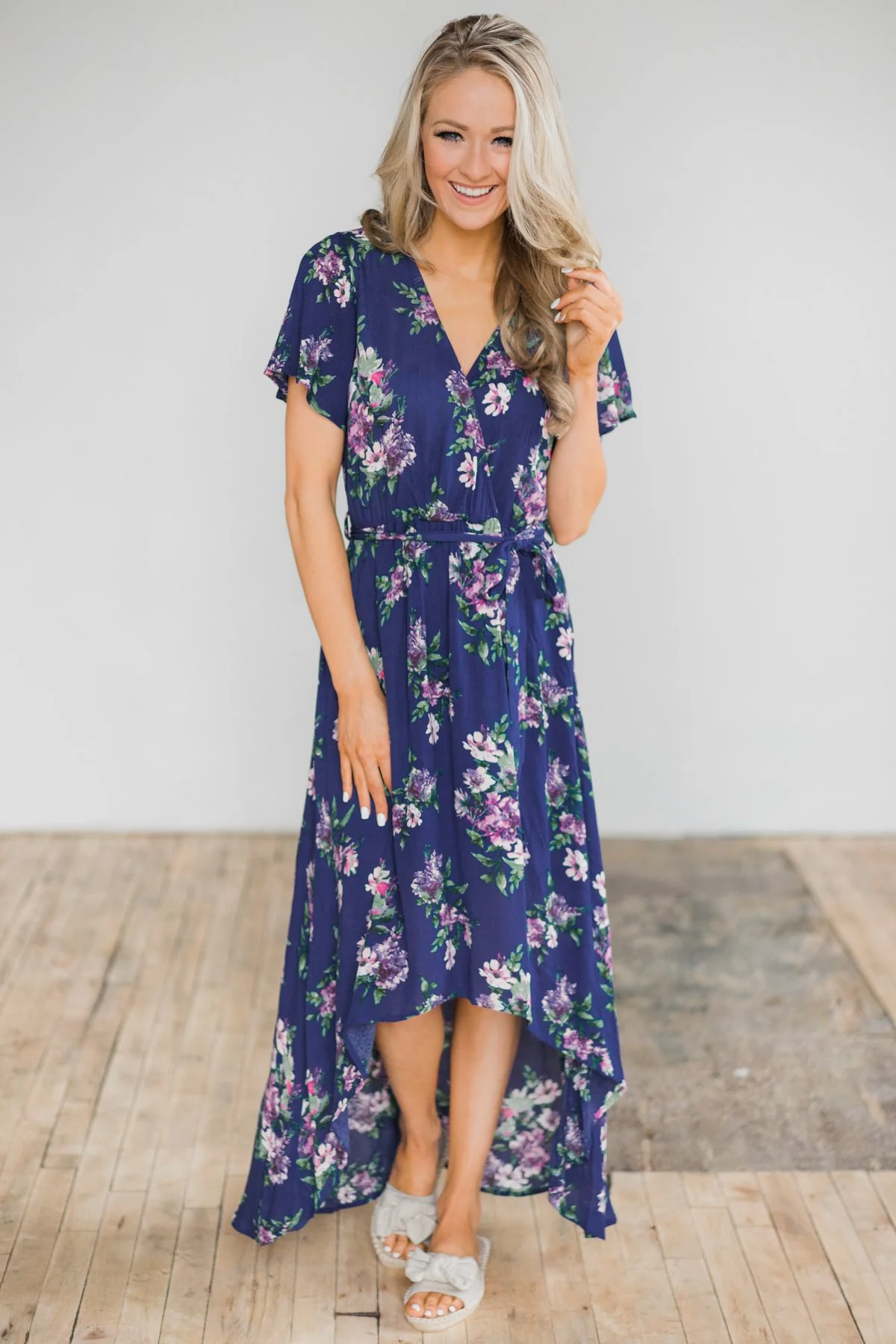 Summer Blues Floral Hi-Lo Dress - Image 2