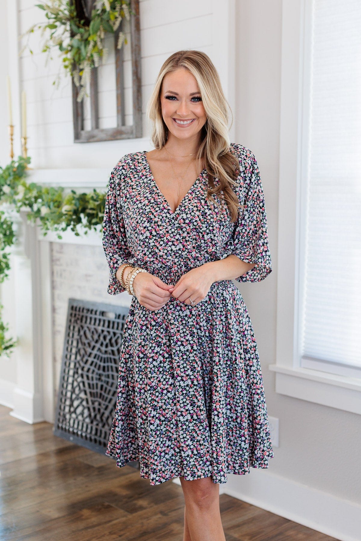 Summer Celebration Floral Dress- Black - Image 3
