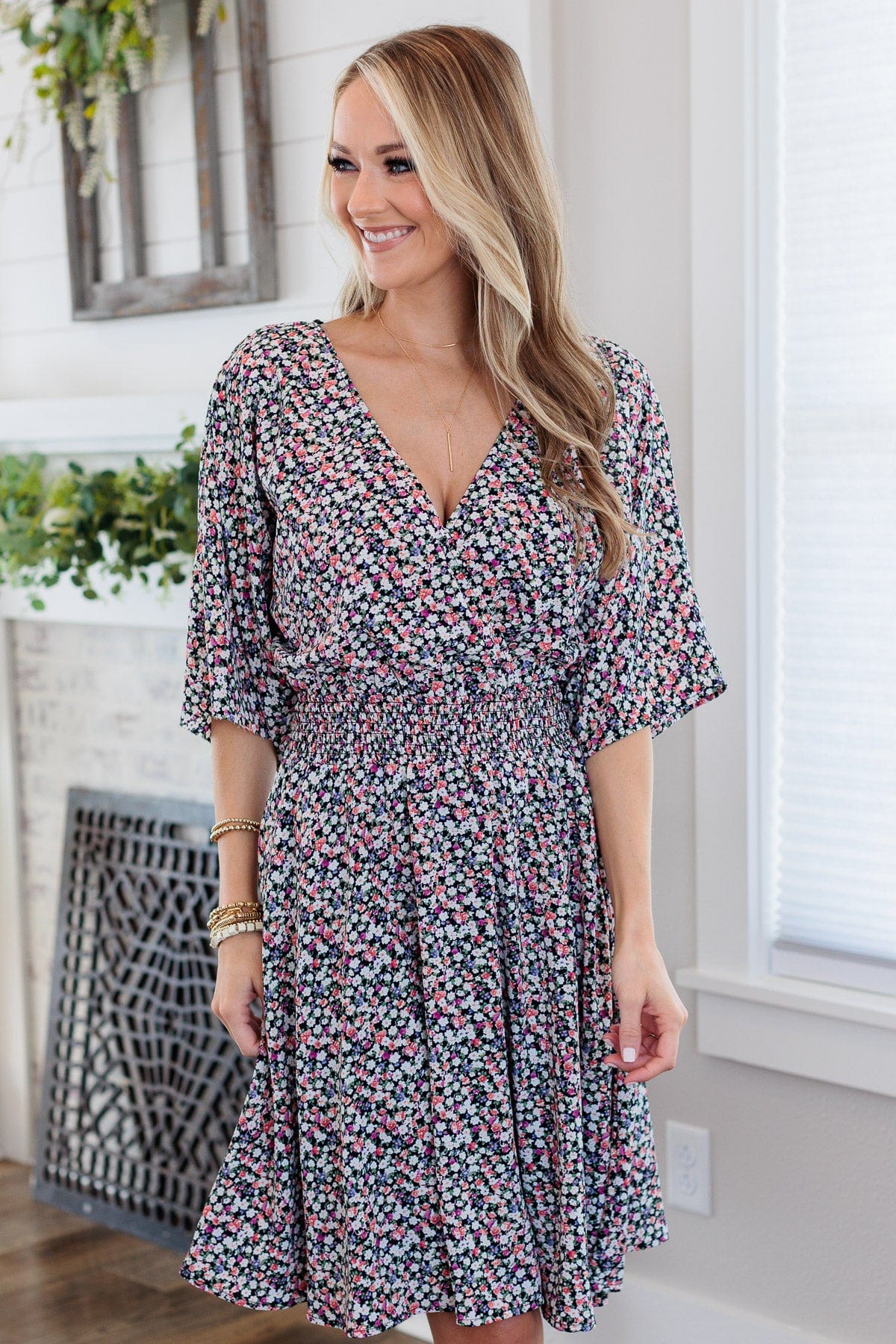 Summer Celebration Floral Dress- Black - Image 5