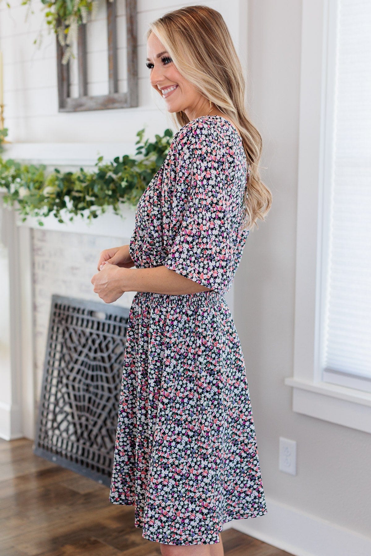 Summer Celebration Floral Dress- Black - Image 7