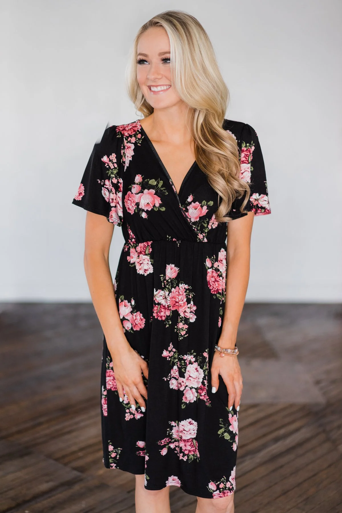Summer Delight Floral Dress- Black - Image 3