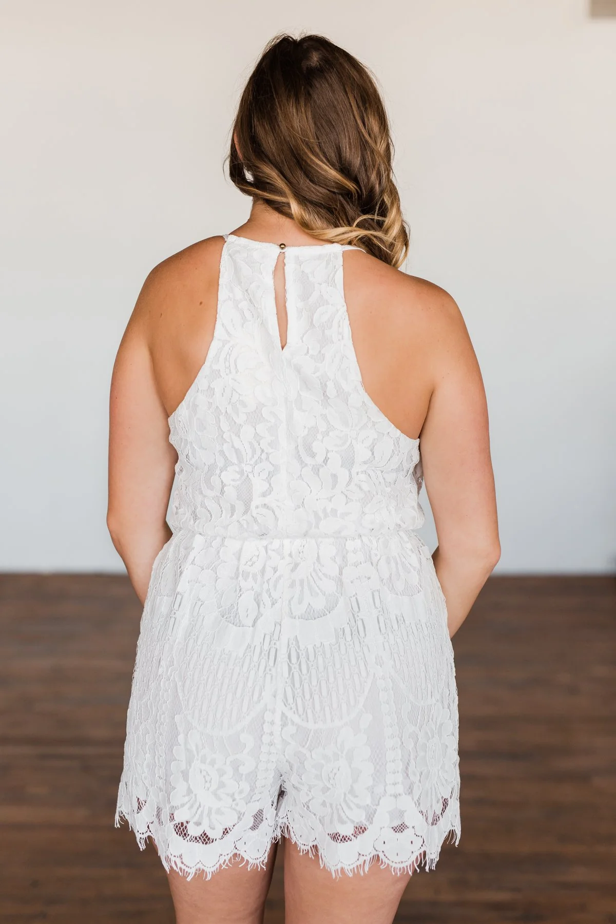 Summer Elegance Lace Romper- Ivory - Image 13