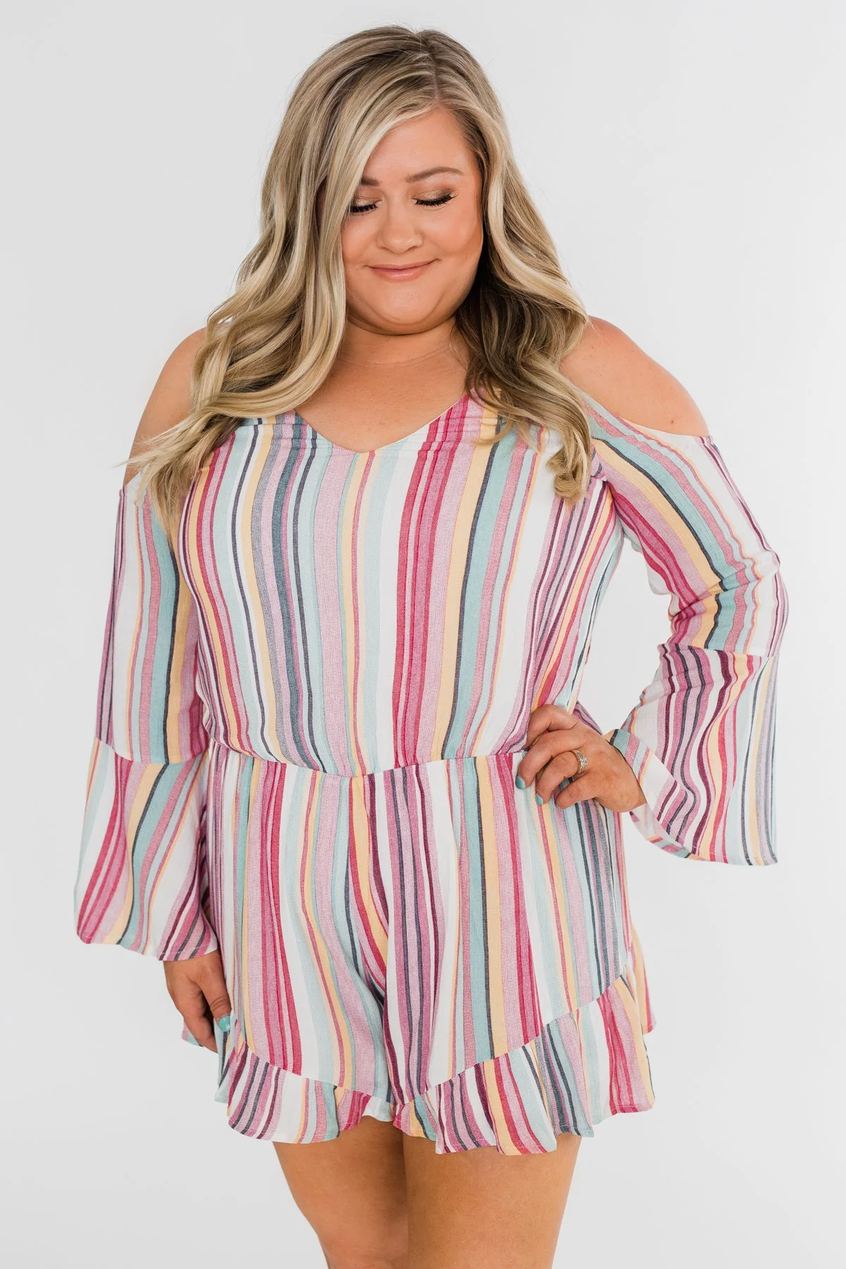 Summer Lovin' Striped Romper- Multi-Colored