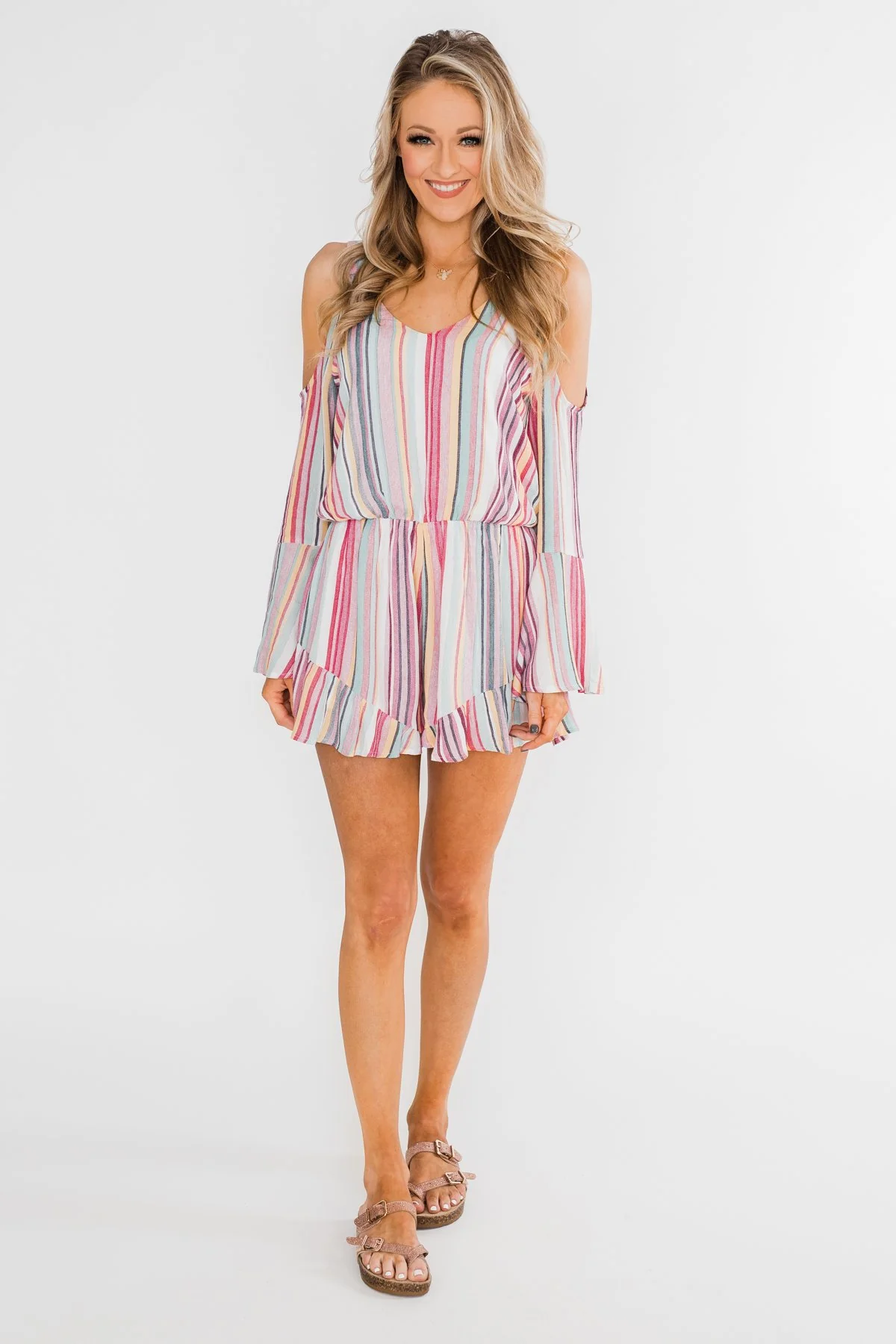 Summer Lovin' Striped Romper- Multi-Colored - Image 5