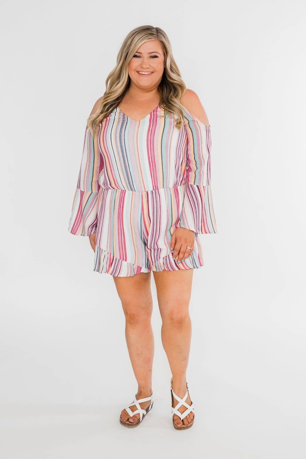 Summer Lovin' Striped Romper- Multi-Colored - Image 6