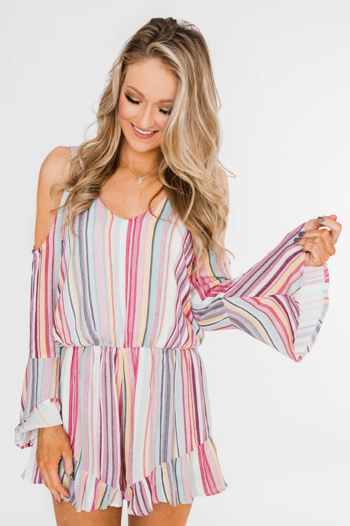 Summer Lovin' Striped Romper- Multi-Colored - Image 7