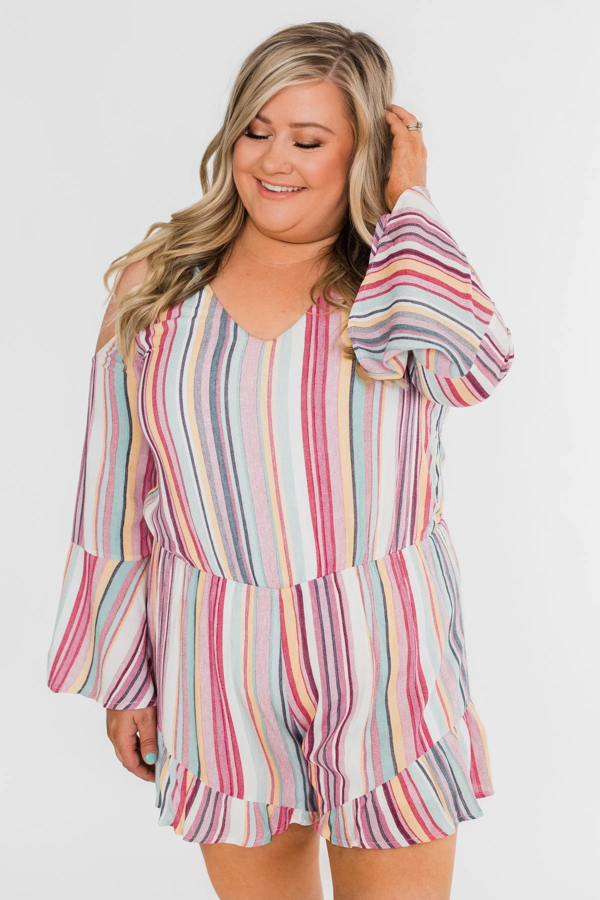 Summer Lovin' Striped Romper- Multi-Colored - Image 8