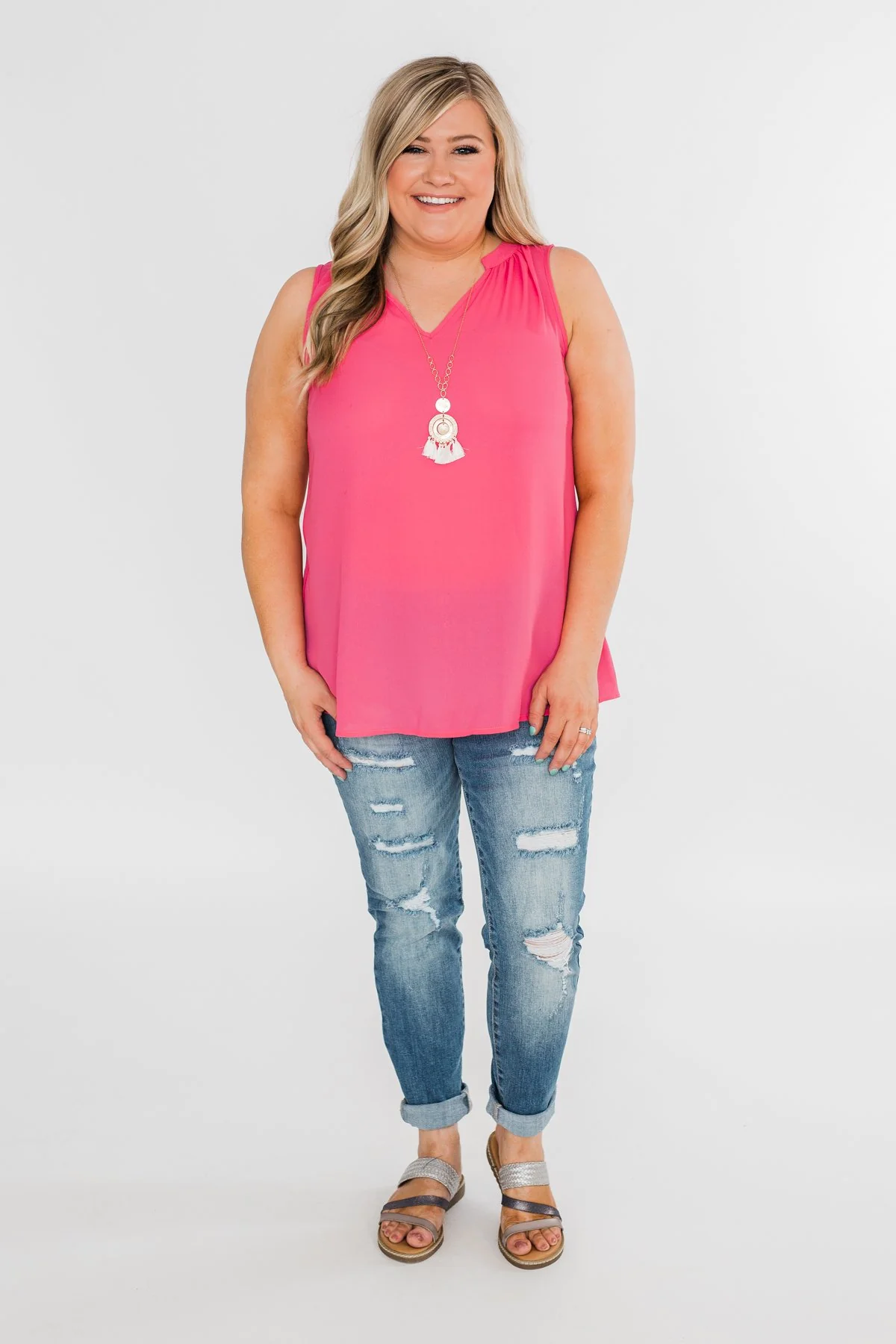Summer Ready Sheer Pink Tank Top - Image 4