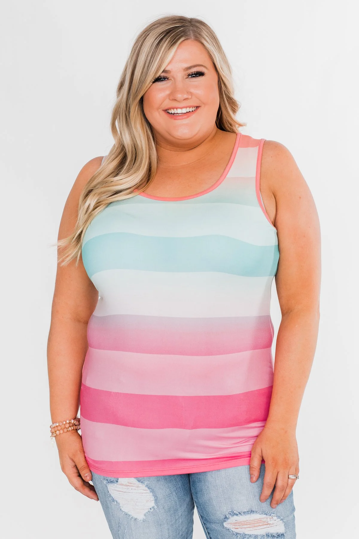 Summer Shades Tank Top- Blue & Pink Tones - Image 4