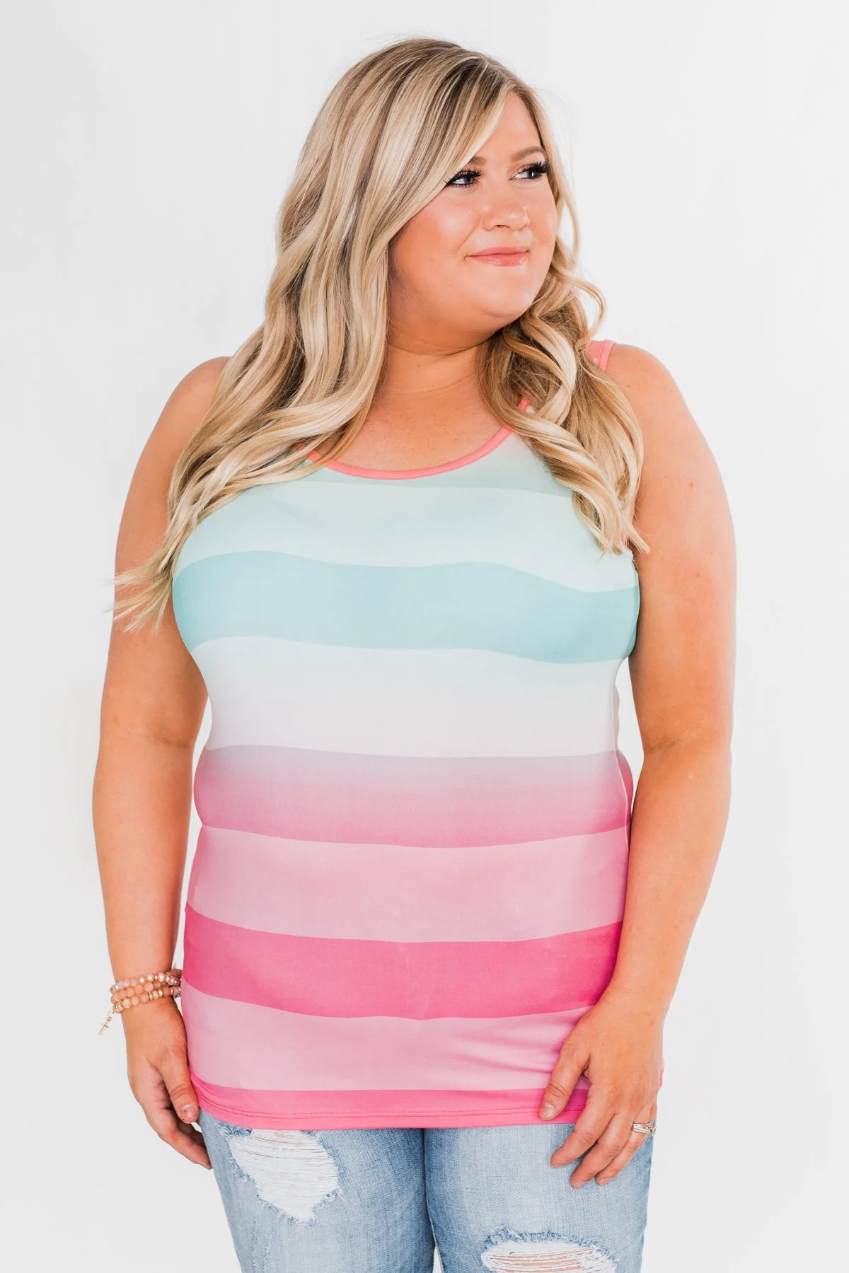 Summer Shades Tank Top- Blue & Pink Tones - Image 6