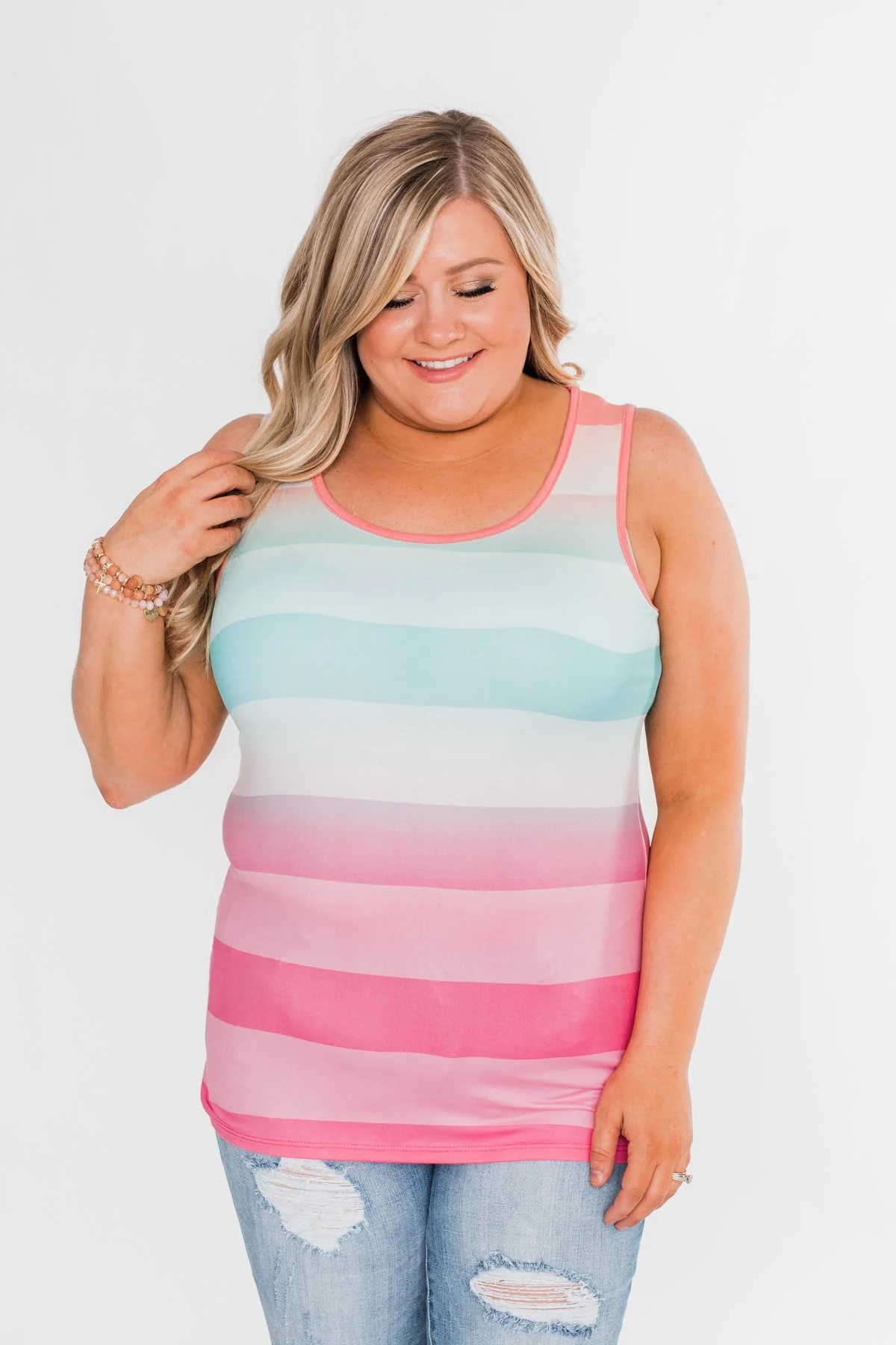 Summer Shades Tank Top- Blue & Pink Tones - Image 8