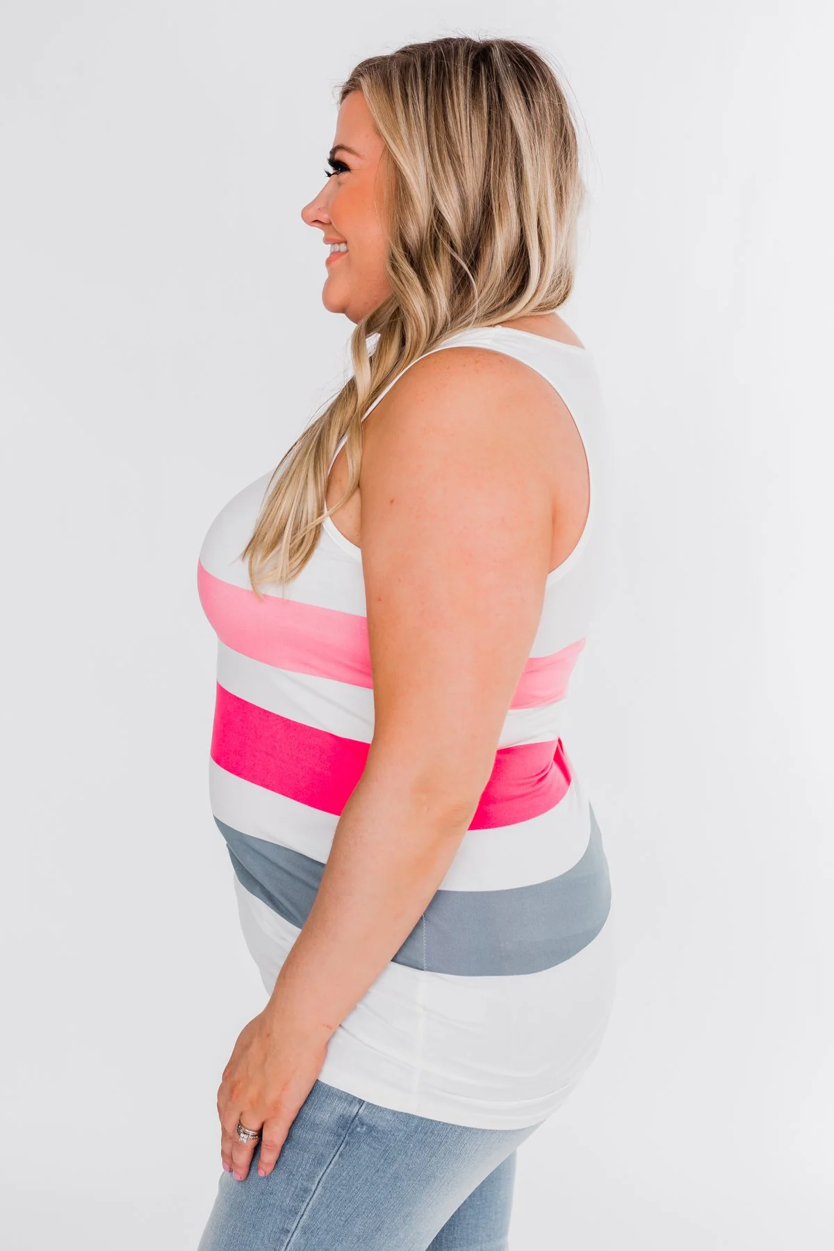 Summer Shades Tank Top- Pink & Ivory - Image 6