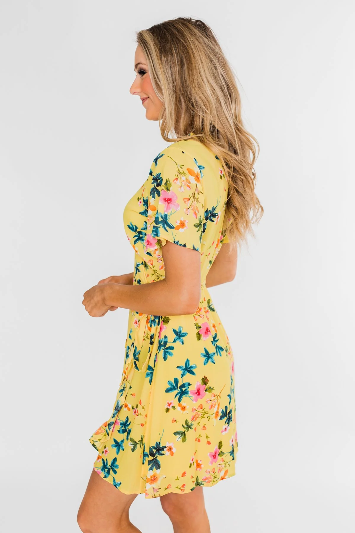 Summer Sun Wrap Dress- Yellow - Image 4