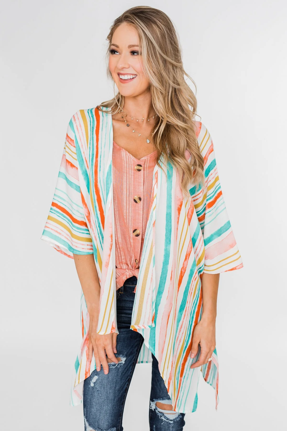Summer Sunset Kimono- Blue & Orange - Image 5