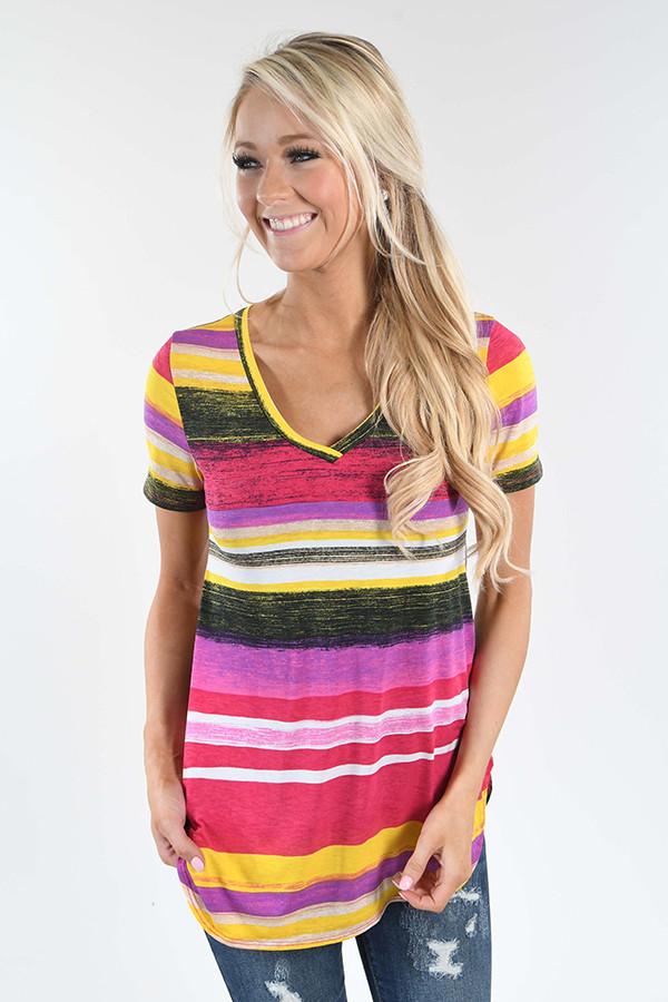 Summer Sunset Striped Tee