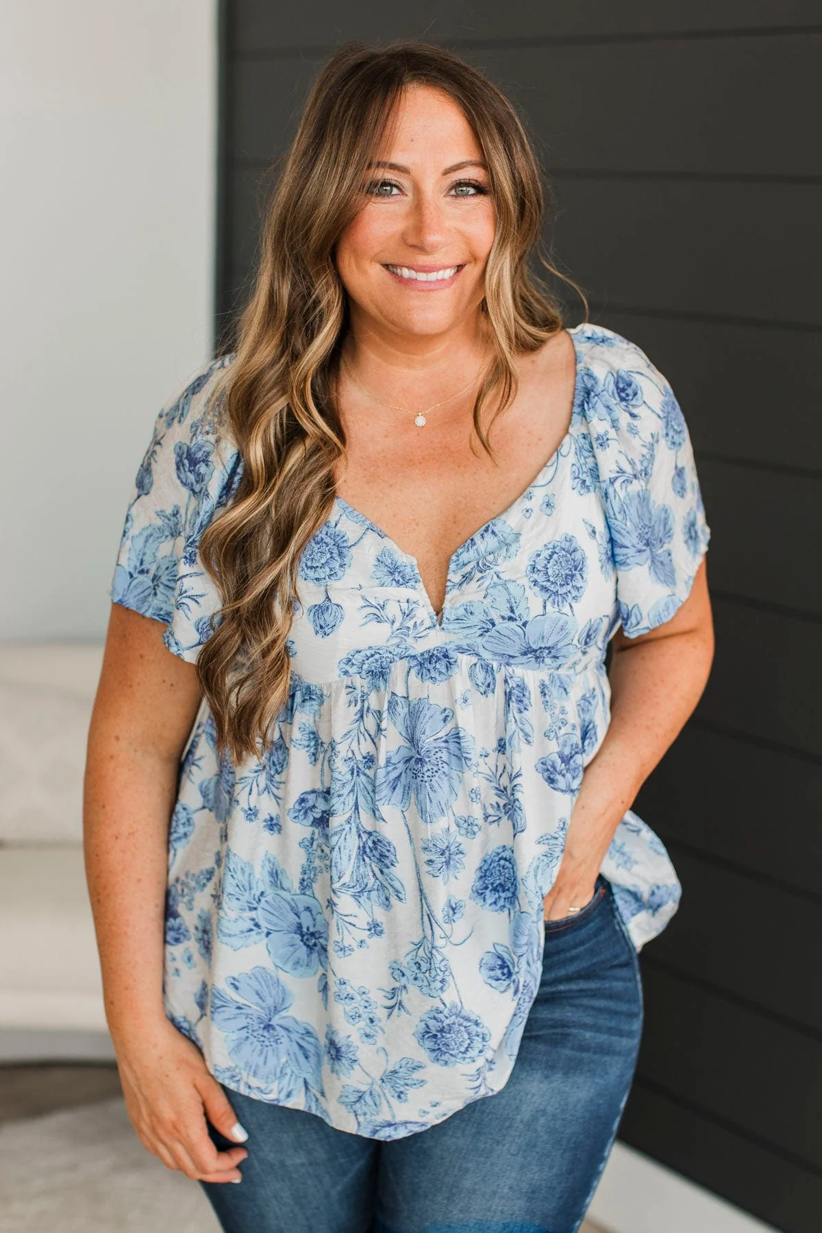Summer's In The Air Floral Blouse- Powder Blue - Image 4
