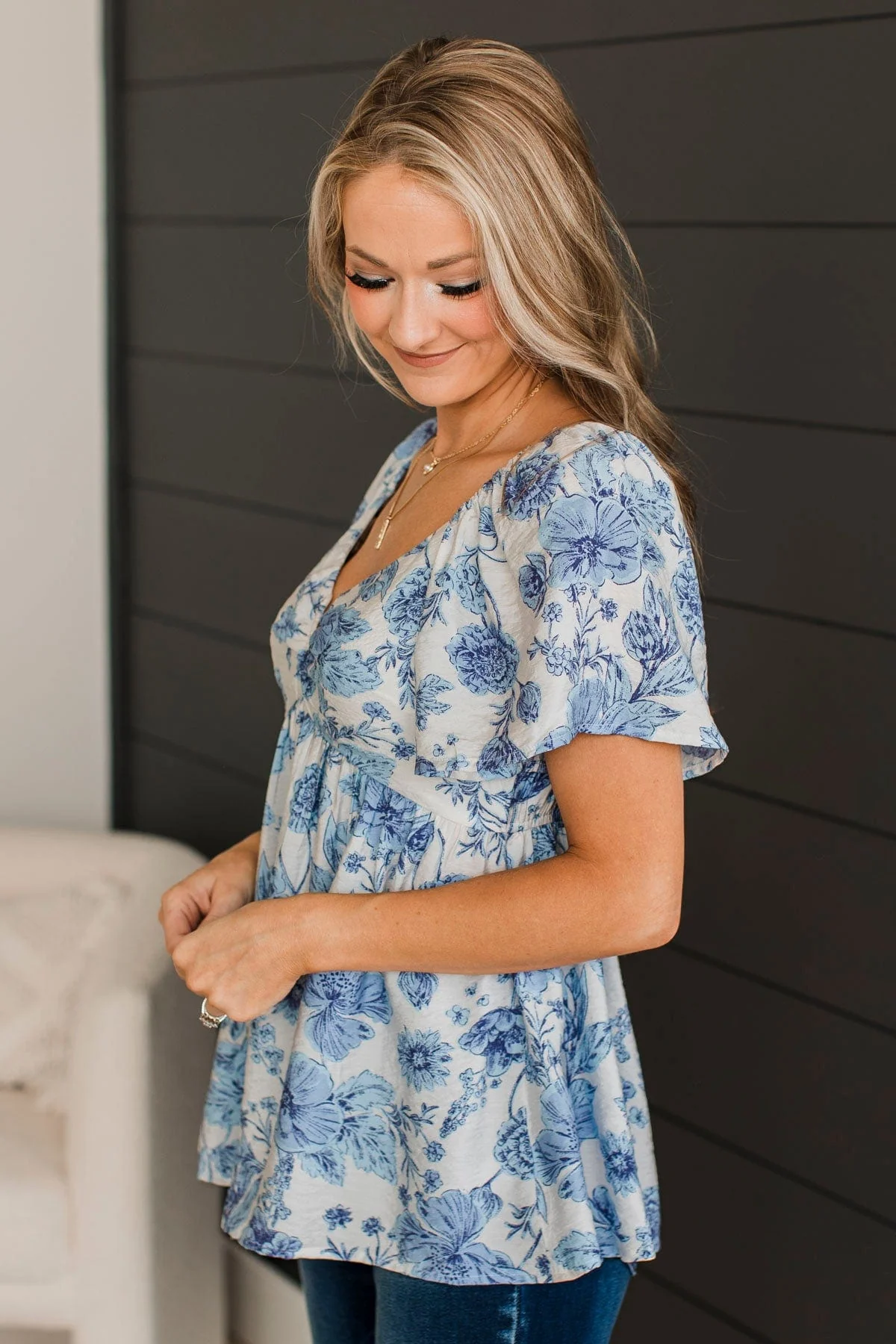 Summer's In The Air Floral Blouse- Powder Blue - Image 5