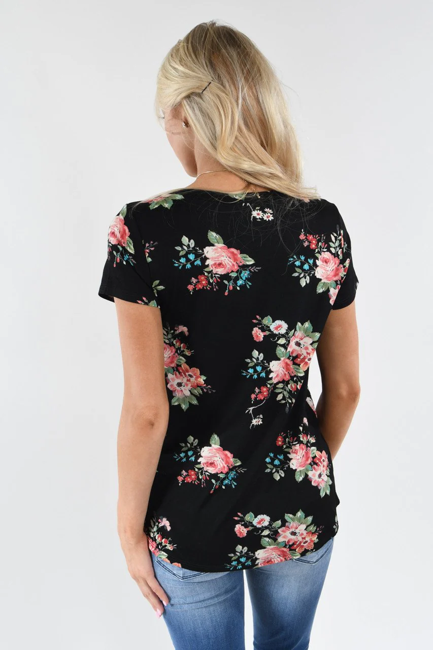 Summertime Floral Top ~ Black - Image 5