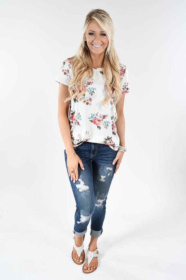 Summertime Floral Top ~ Ivory - Image 2
