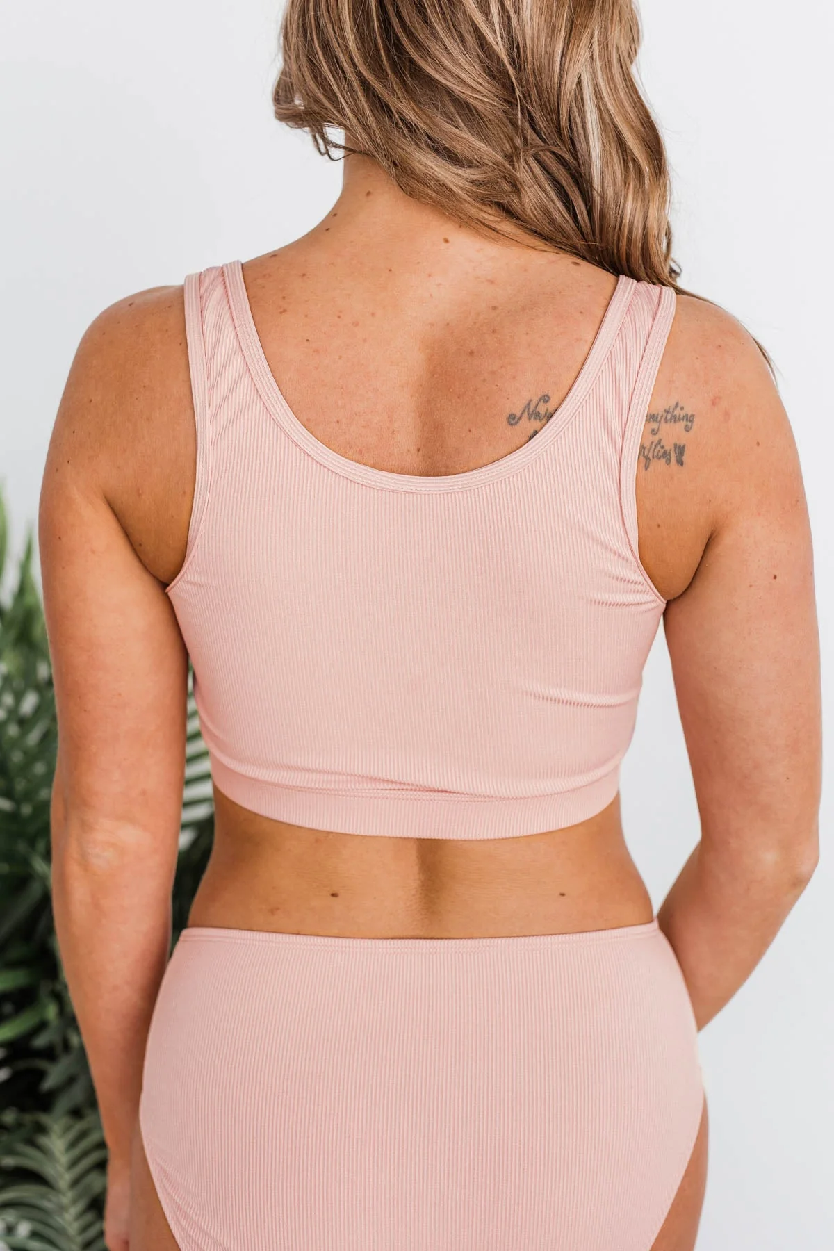 Summertime Shine Ribbed Knit Swim Top- Baby Pink - Image 11