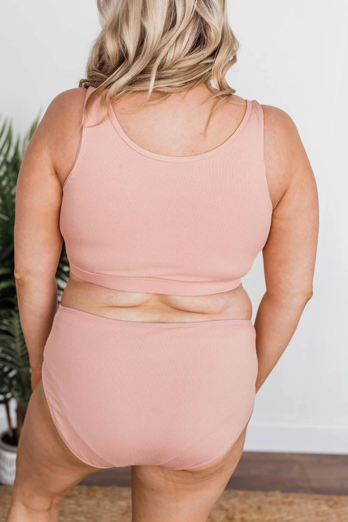 Summertime Shine Ribbed Knit Swim Top- Baby Pink - Image 12