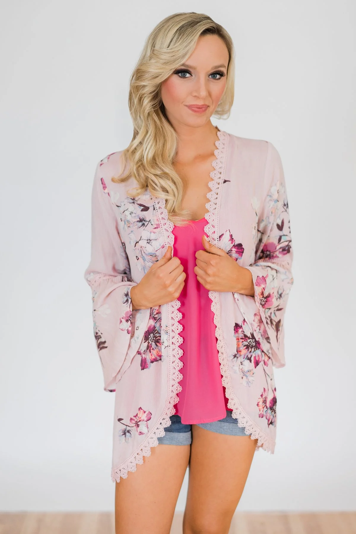 Summertime Sunshine Floral Kimono- Blush Pink - Image 6