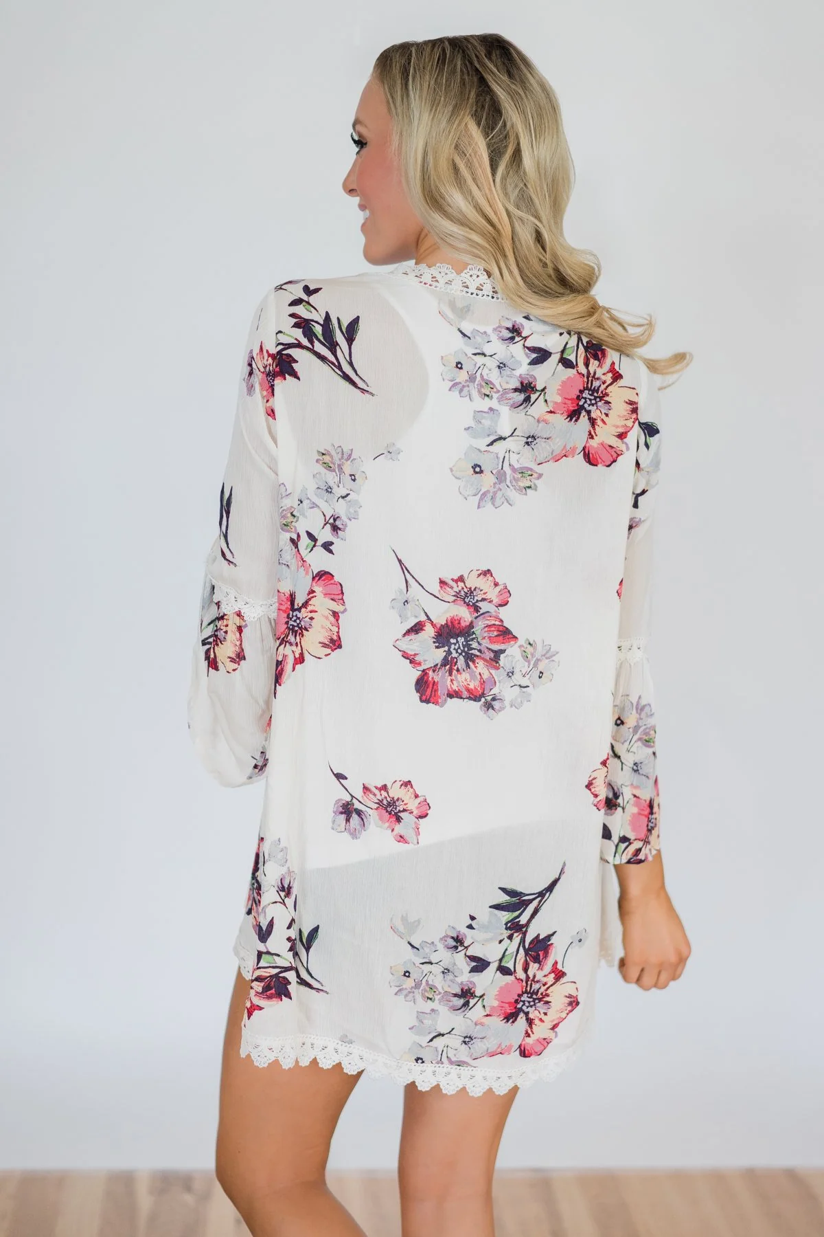 Summertime Sunshine Floral Kimono- Ivory - Image 8